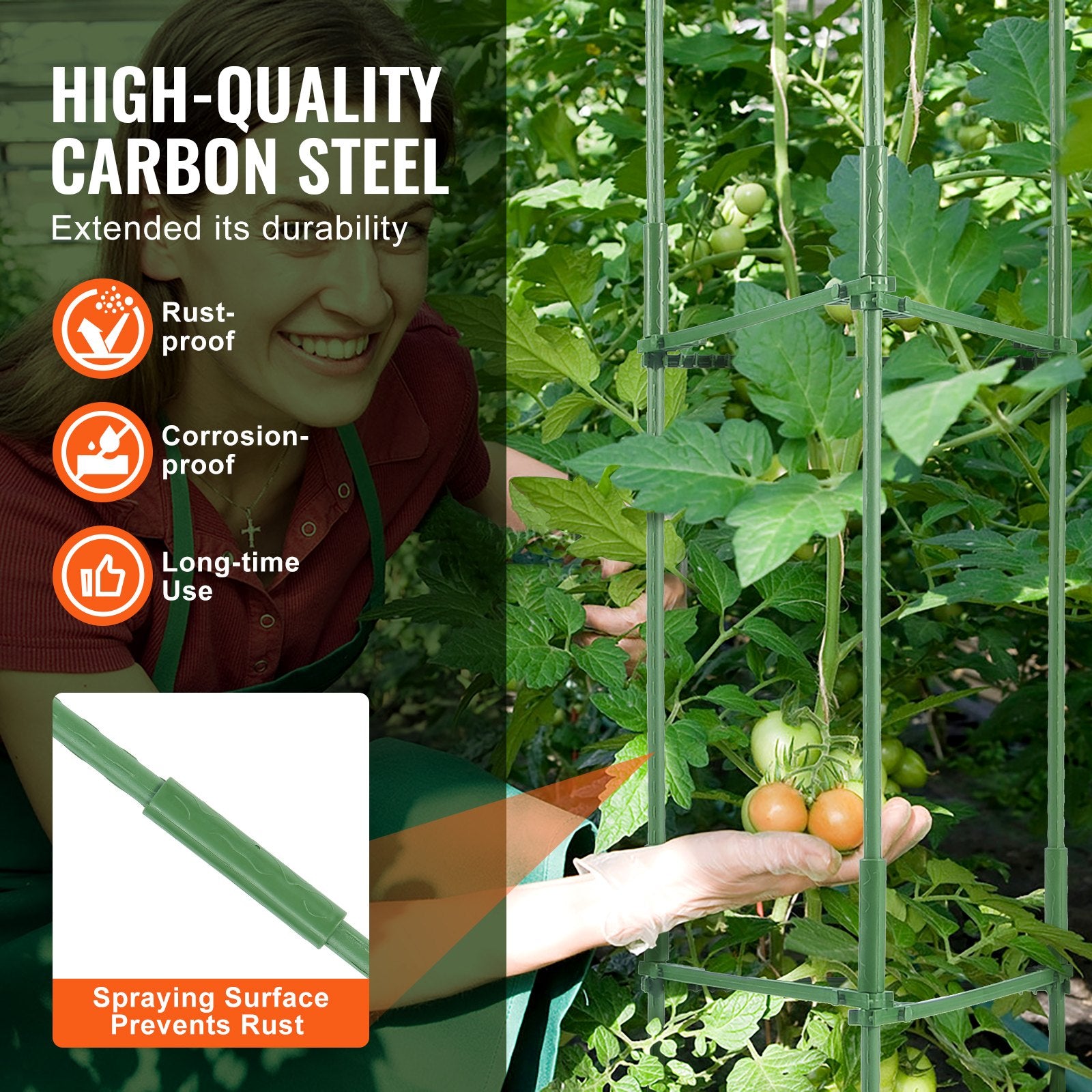 Tomato Cages 4 Packs Stackable 1620mm Trellis Plant Stakes Support for Gardens