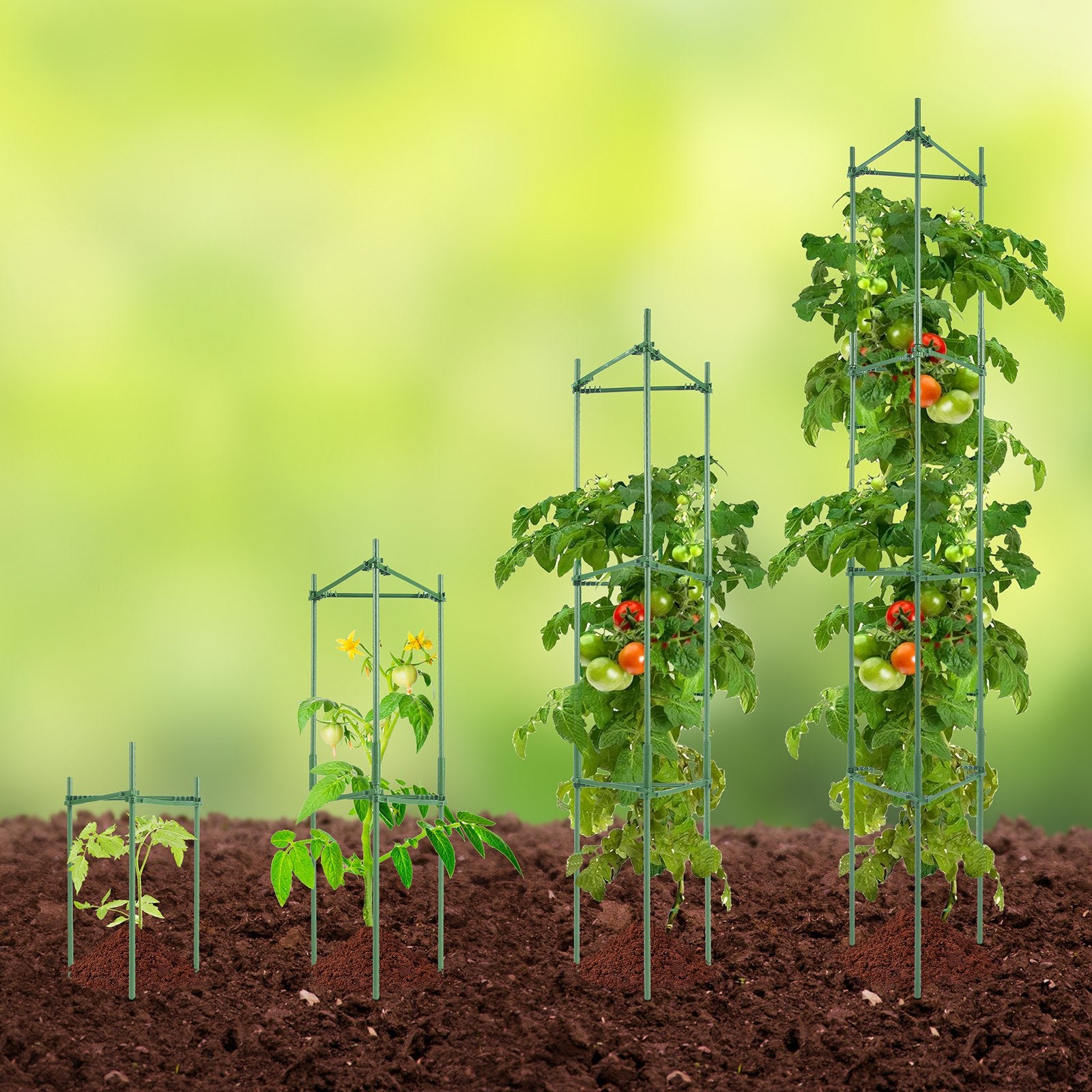 Tomato Cages 4 Packs Stackable 1620mm Trellis Plant Stakes Support for Gardens