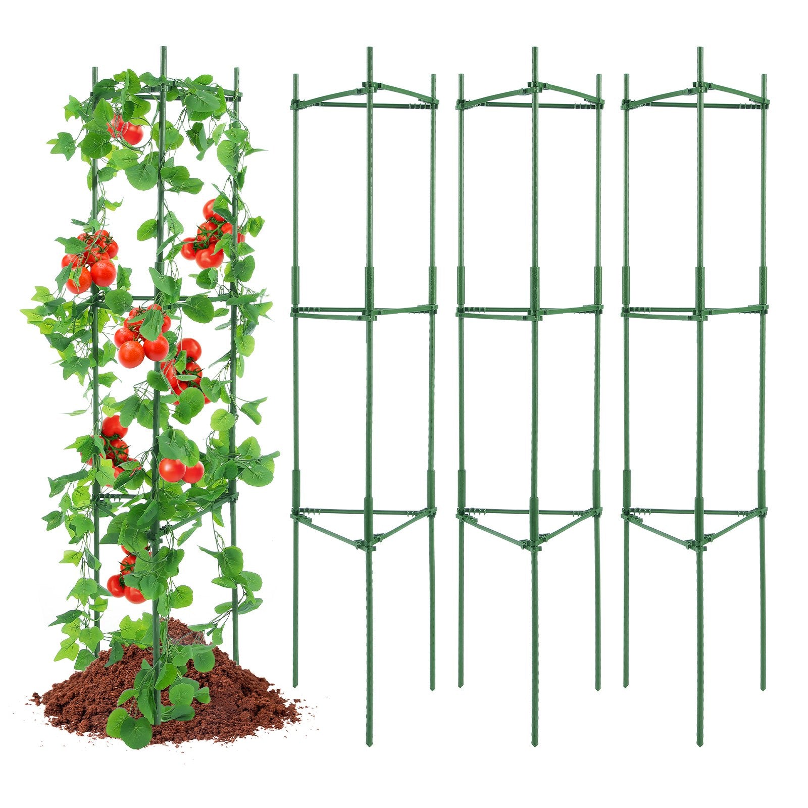Tomato Cages 4 Packs Stackable 1620mm Trellis Plant Stakes Support for Gardens