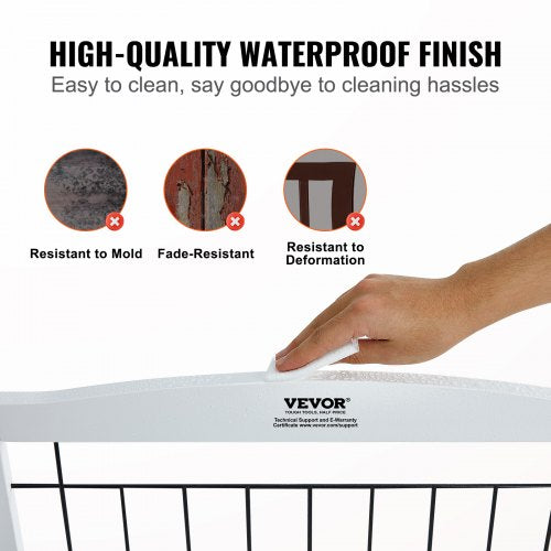 VEVOR Freestanding Dog Gate 32" H x 96.5" W Foldable Pet Barrier - White