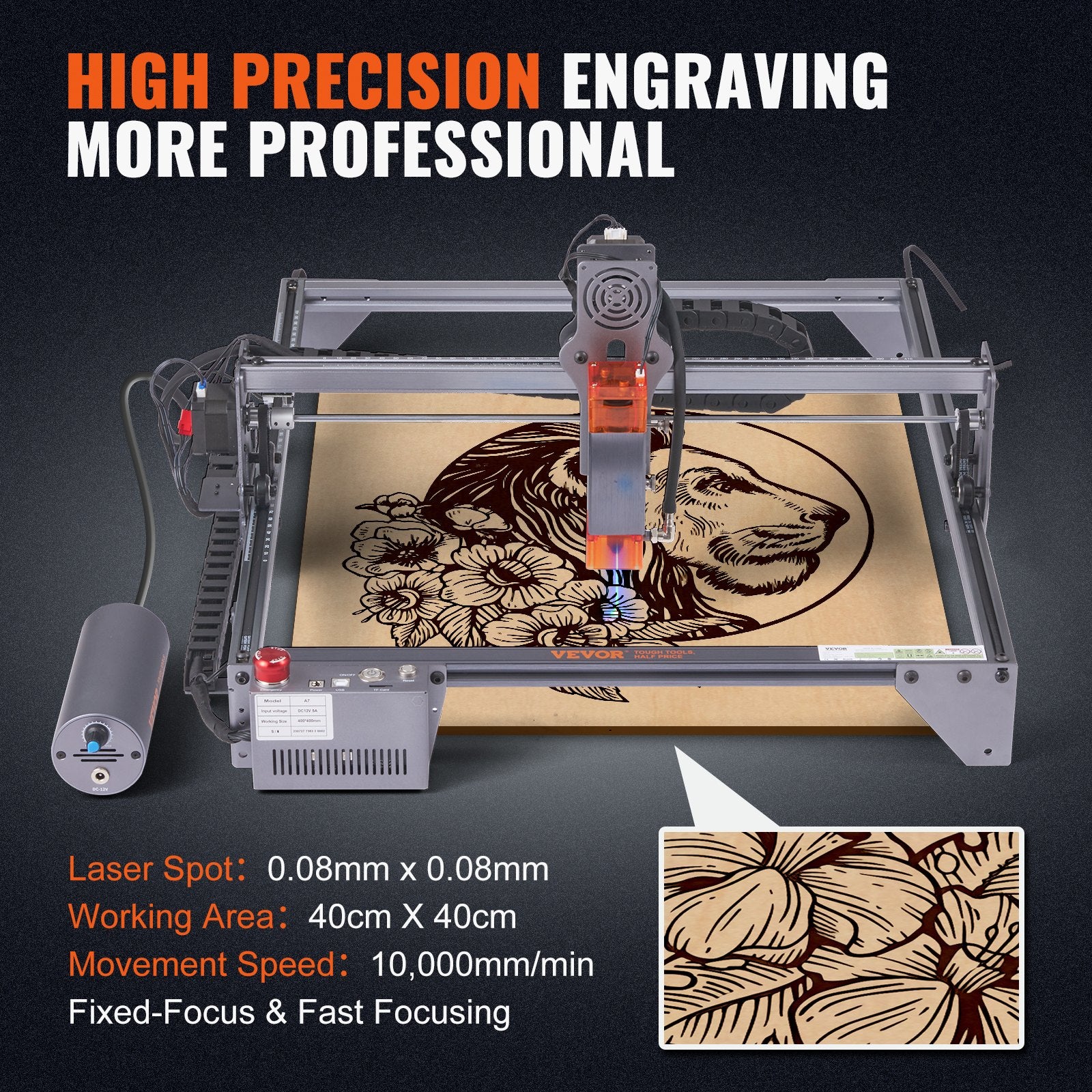 10W Laser Engraver Machine with 15.7" x 15.7" Working Area