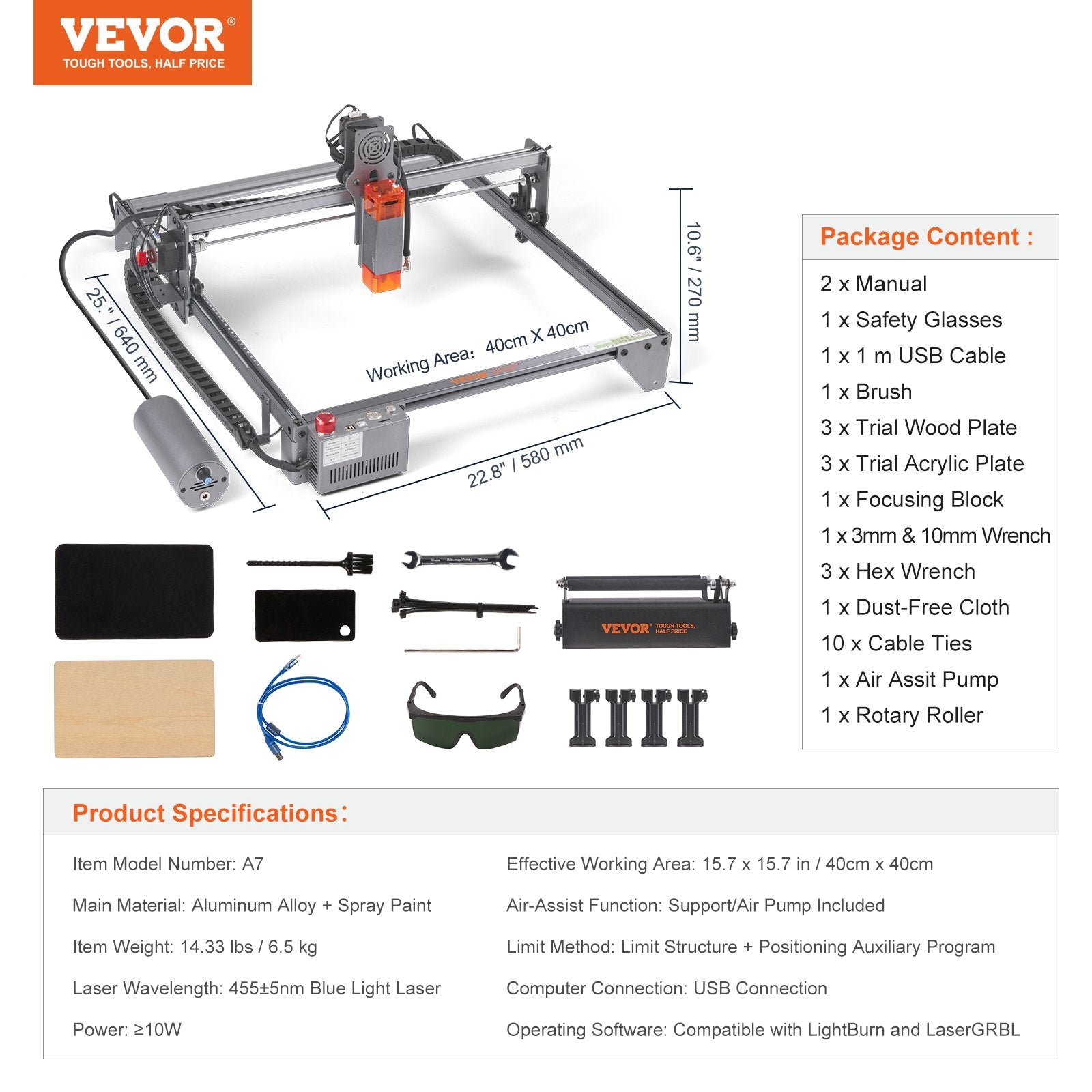 10W Laser Engraver Machine with 15.7" x 15.7" Working Area