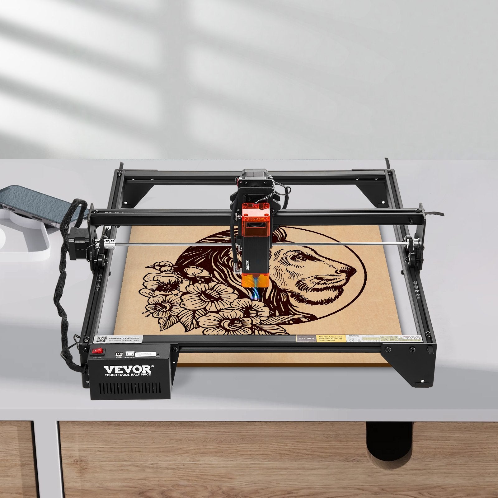 Laser Engraver 5W Cutter Machine 38x40cm Working Area 10000mm/min for Wood/Metal