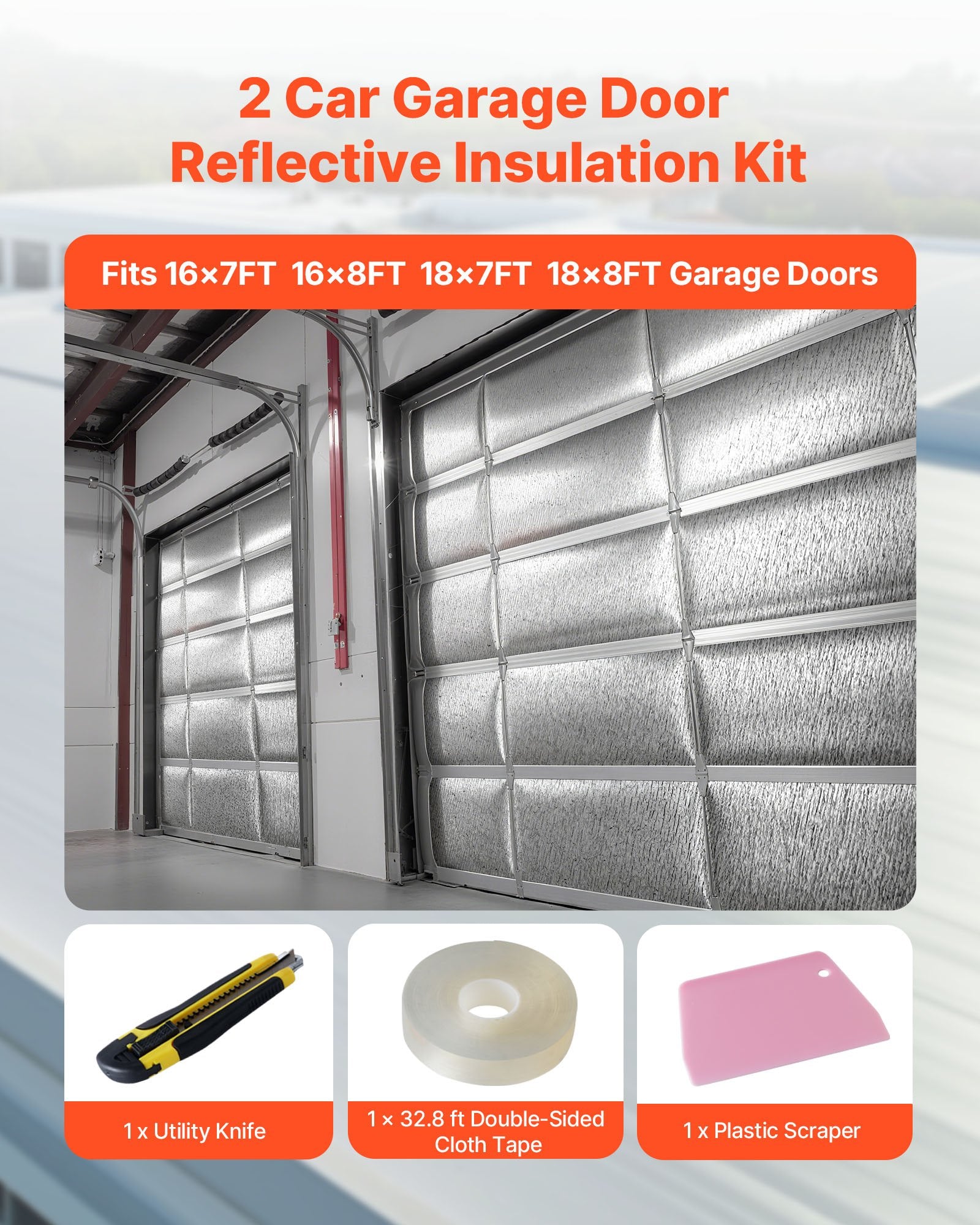 Reflective Insulation Roll, 2-Car Garage Kit, 6mm 5.49x0.61m, 4 Rolls White PE