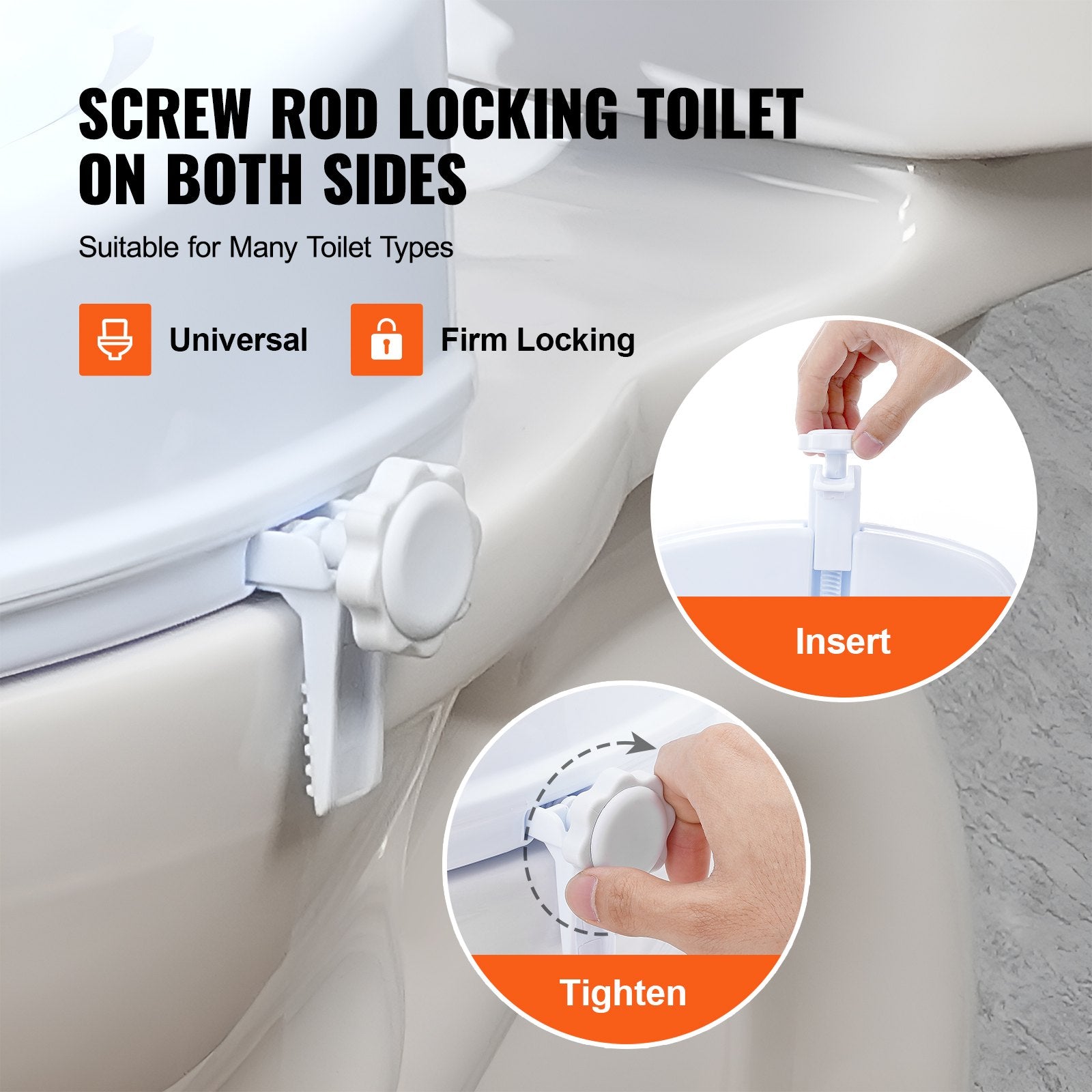 Raised Toilet Seat 100mm Height 136kg Capacity Screw Rod Locking Universal Riser