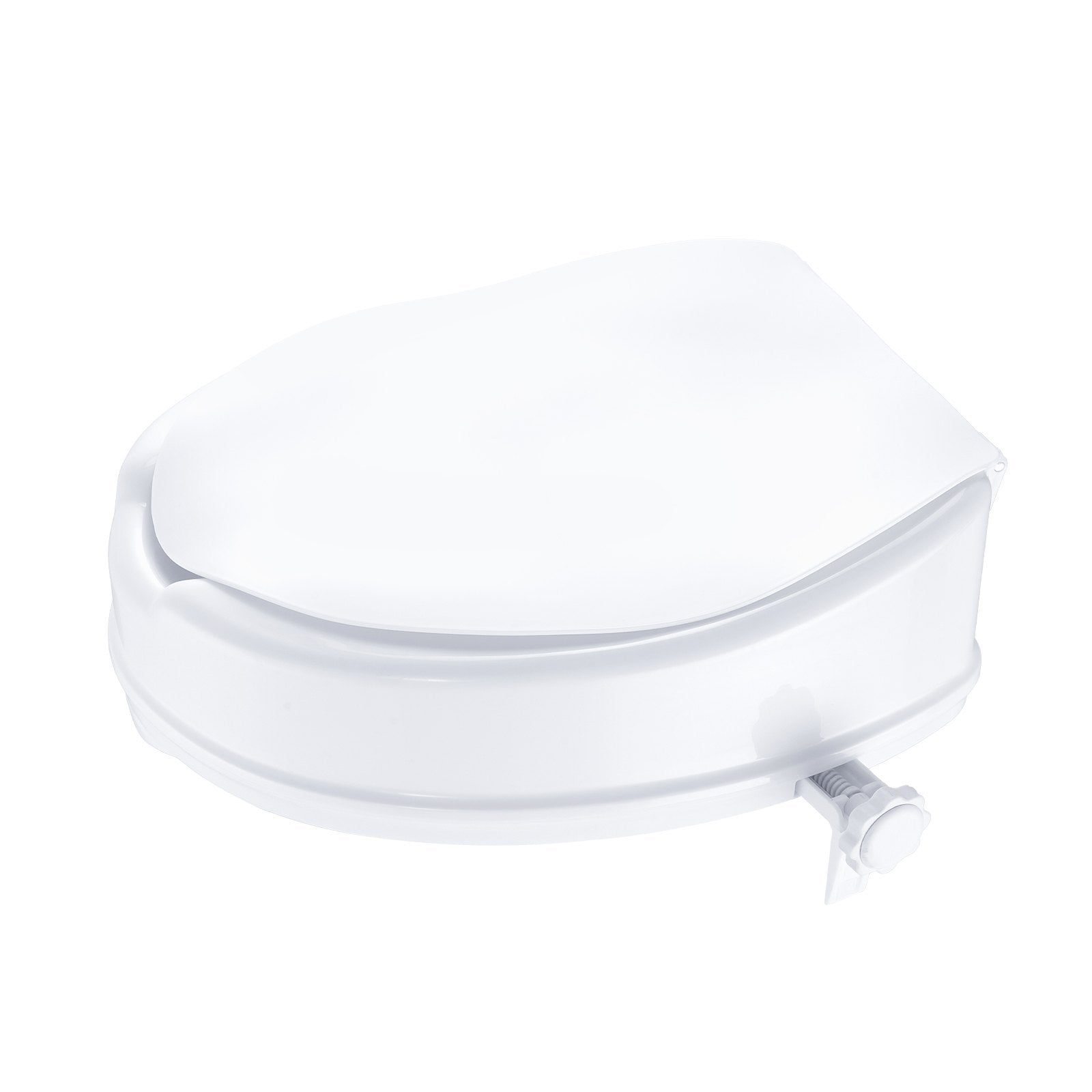Raised Toilet Seat 100mm Height 136kg Capacity Screw Rod Locking Universal Riser