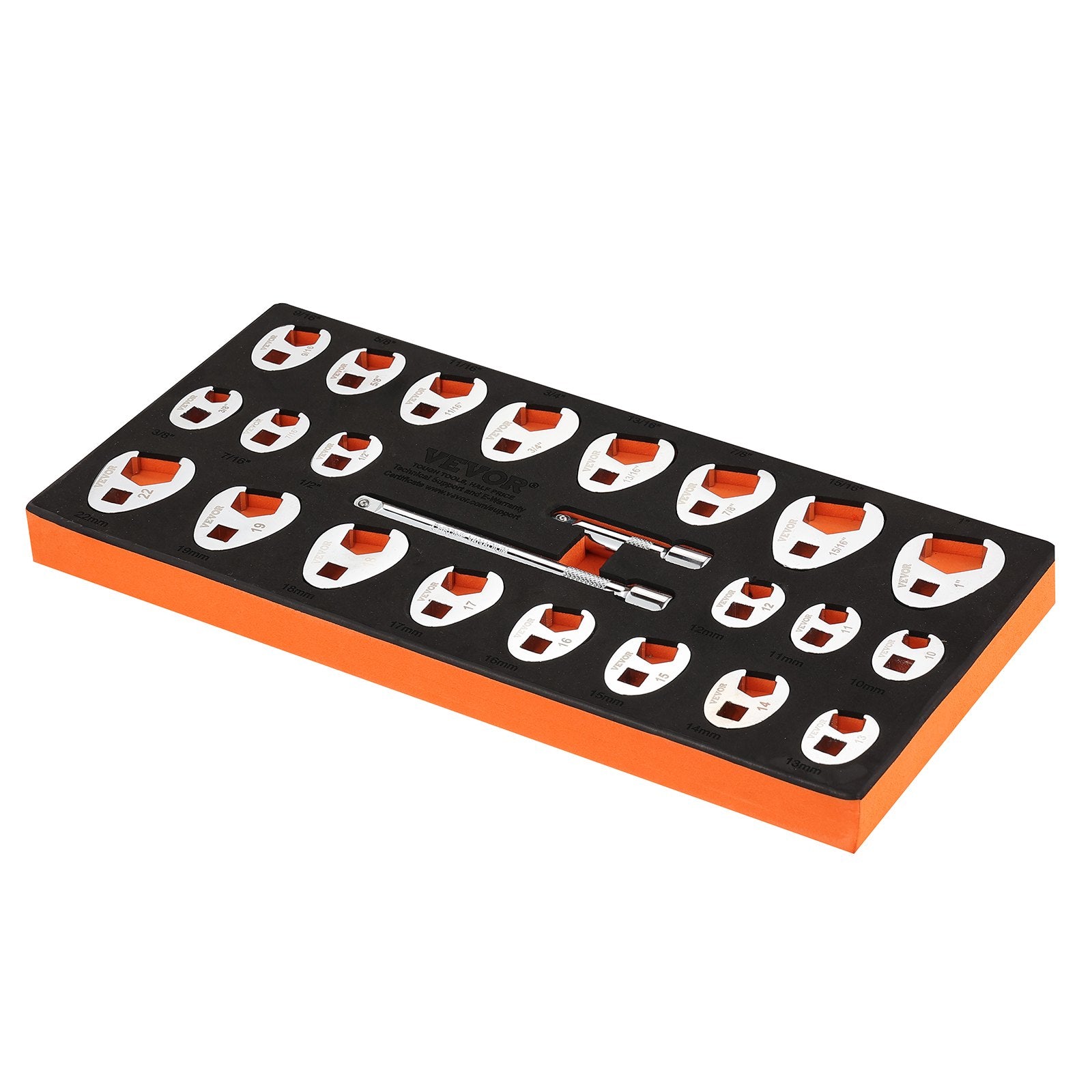 3/8" Drive Crowfoot Wrench Set 24-Piece SAE & Metric with Extensions Organizer