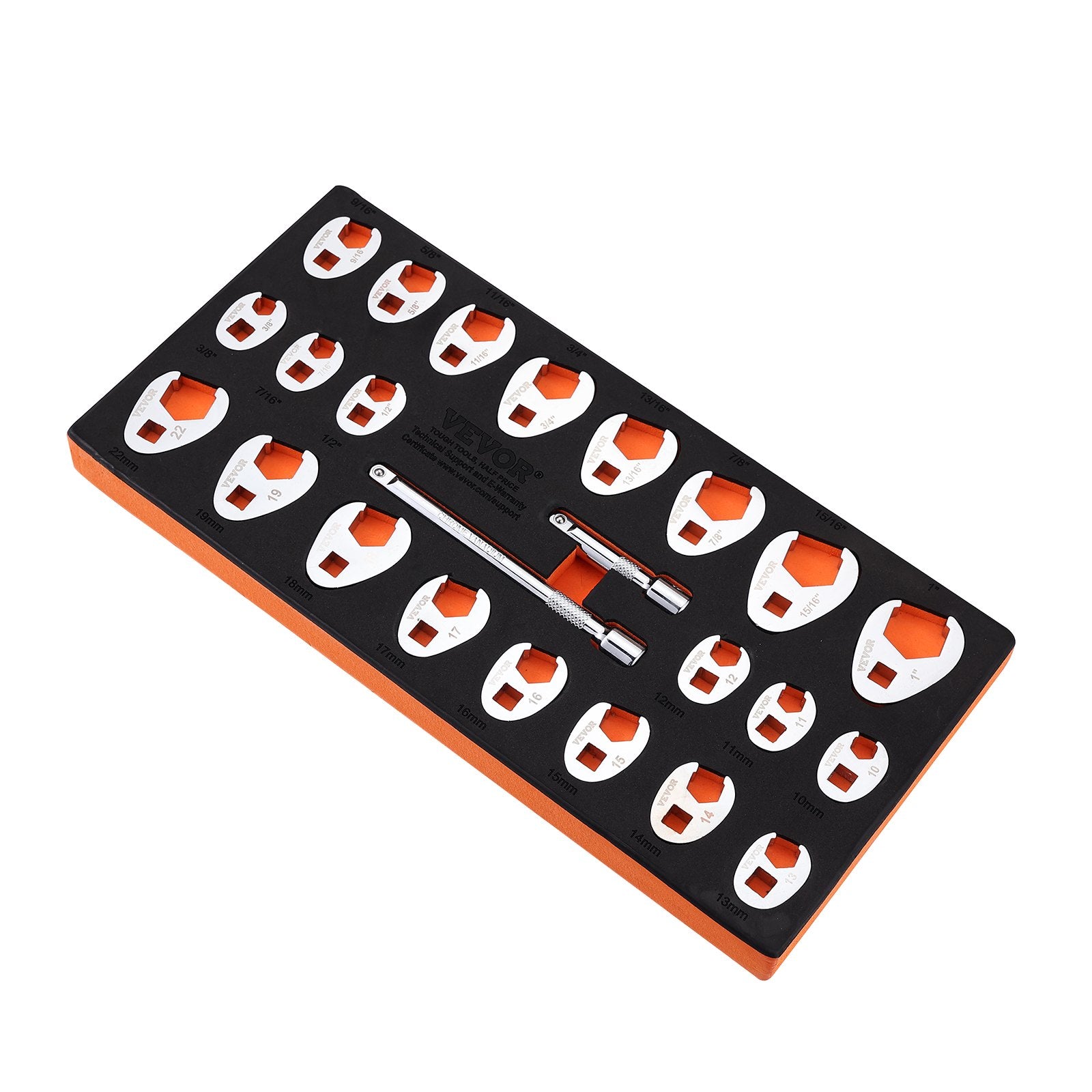 3/8" Drive Crowfoot Wrench Set 24-Piece SAE & Metric with Extensions Organizer