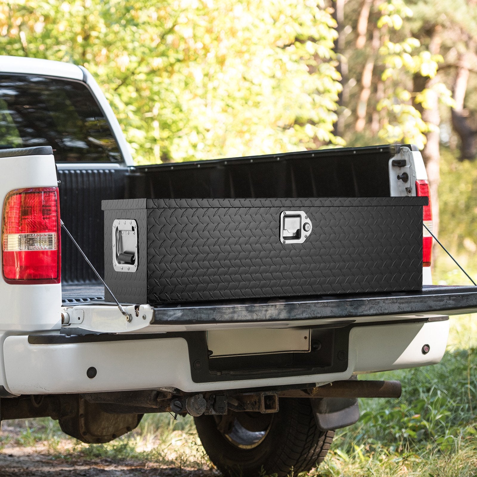 Heavy Duty Aluminum Truck Bed Tool Box 990x330x254mm Diamond Plate Black
