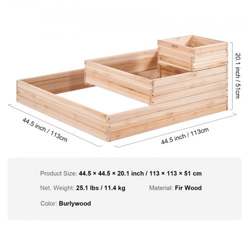 3.7 ft Raised Garden Bed Wooden Planter Box Outdoor Flower, Vegetable, Herbs
