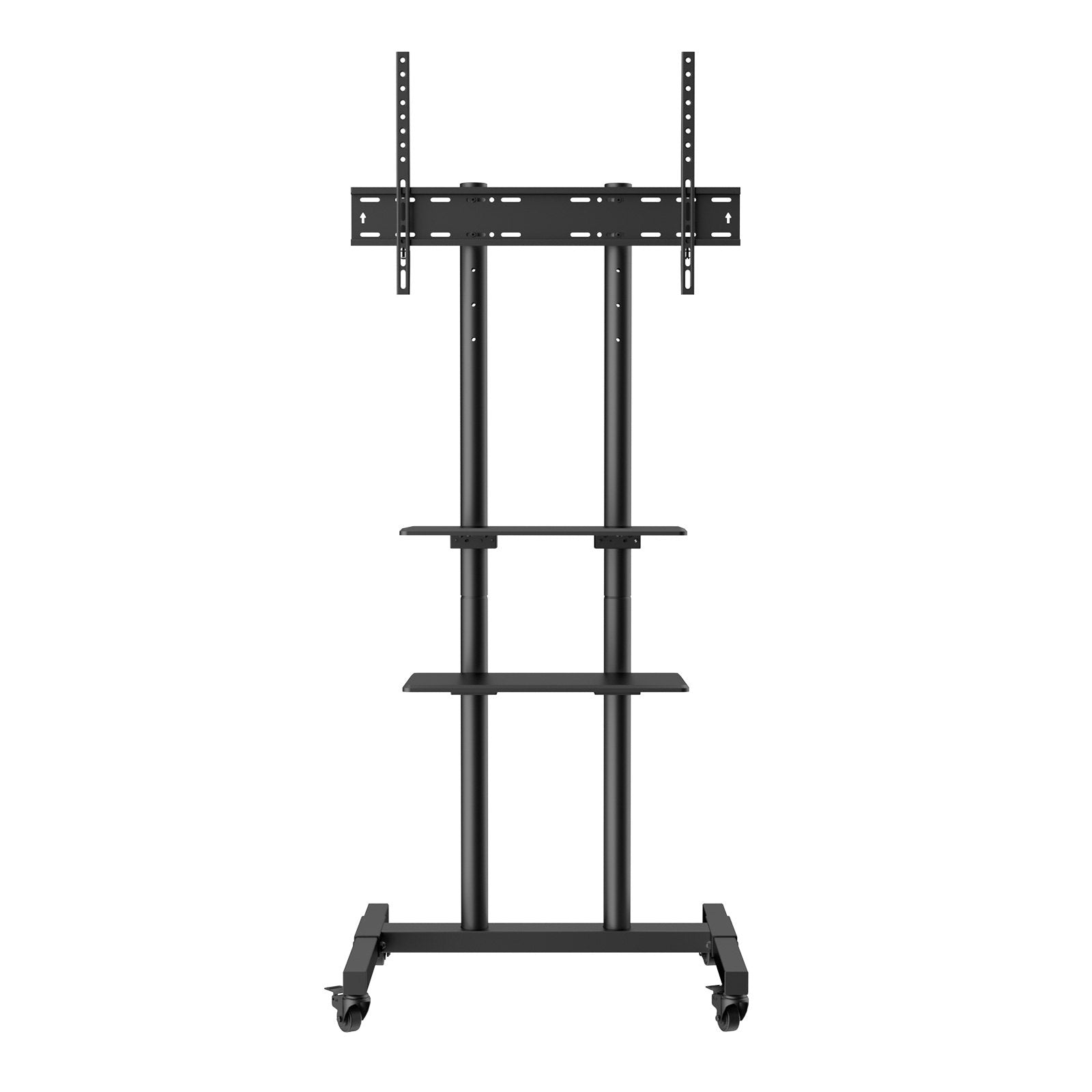 Mobile TV Stand 32-70in Height Adjustable Portable Rolling Cart Double Tray