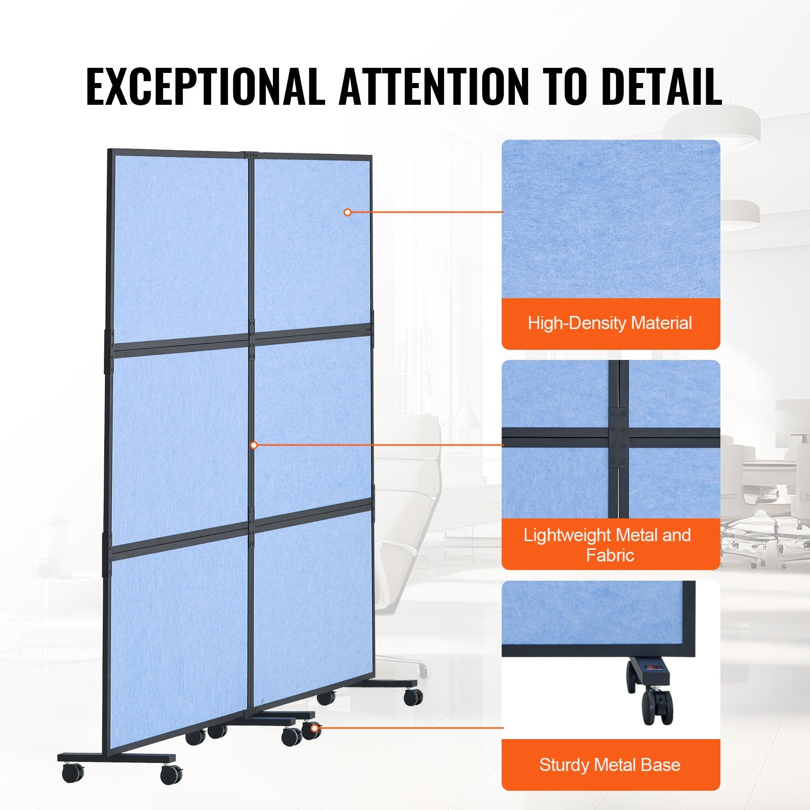 Office Divider 2-Panel Freestanding Wall Partition Privacy Divider Light Blue