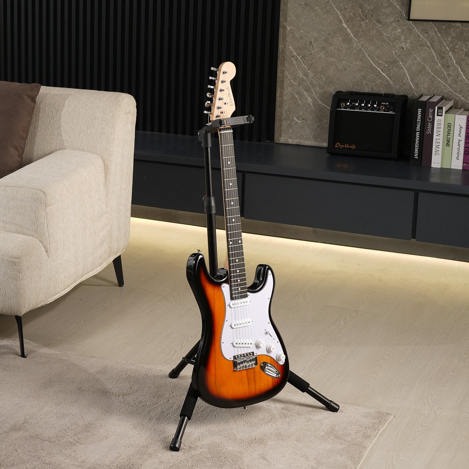 Tripod Guitar Stand Foldable 33lbs Load Adjustable Height for Acoustic Electric