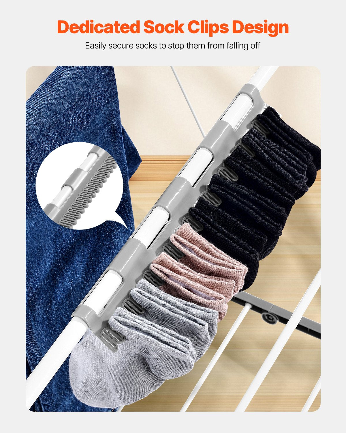 2-Tier Foldable Clothes Drying Rack with 31 Rods and Sock Clips