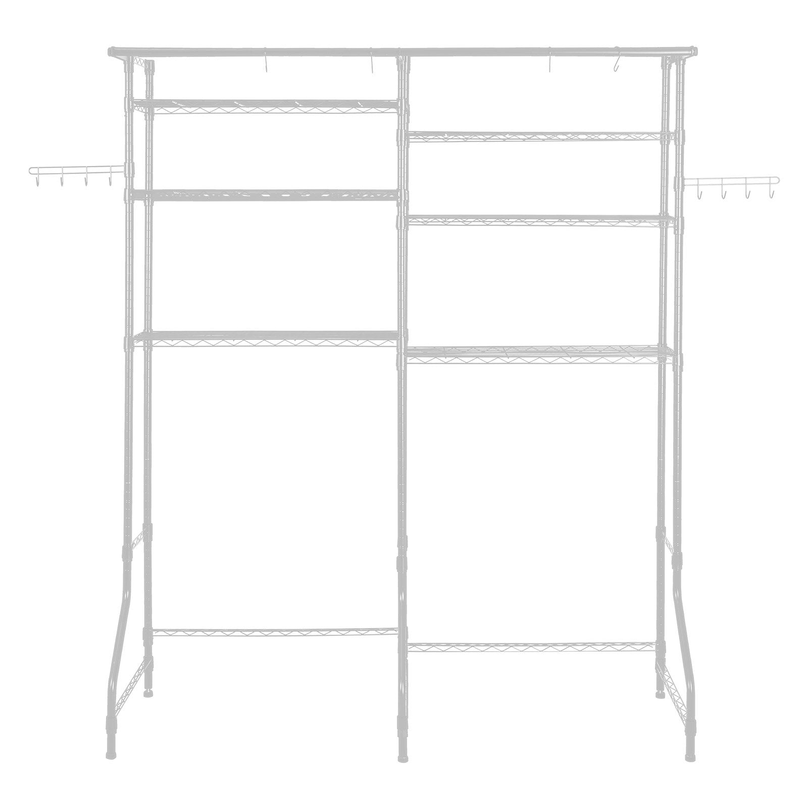Over Washer Dryer Storage Shelves 6-Tier Adjustable Laundry Rack with Hooks White