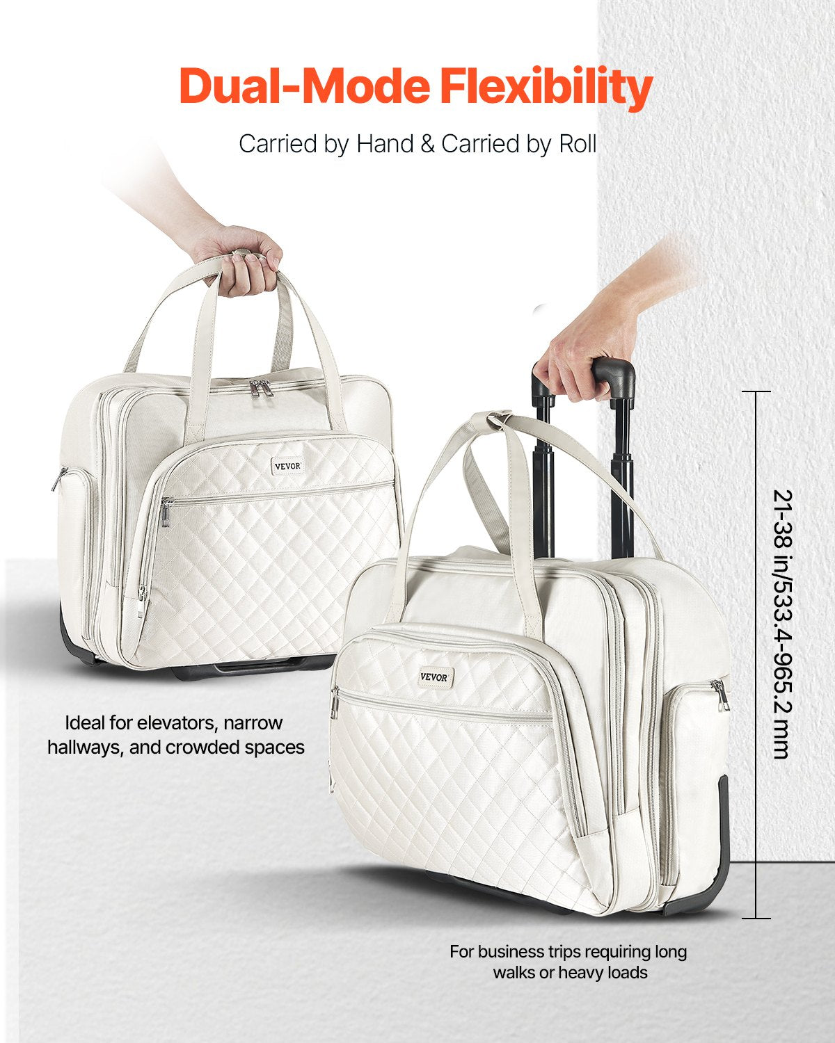Rolling Laptop Bag Fits Up to 15.6" Wheeled Briefcase with Telescoping Handle