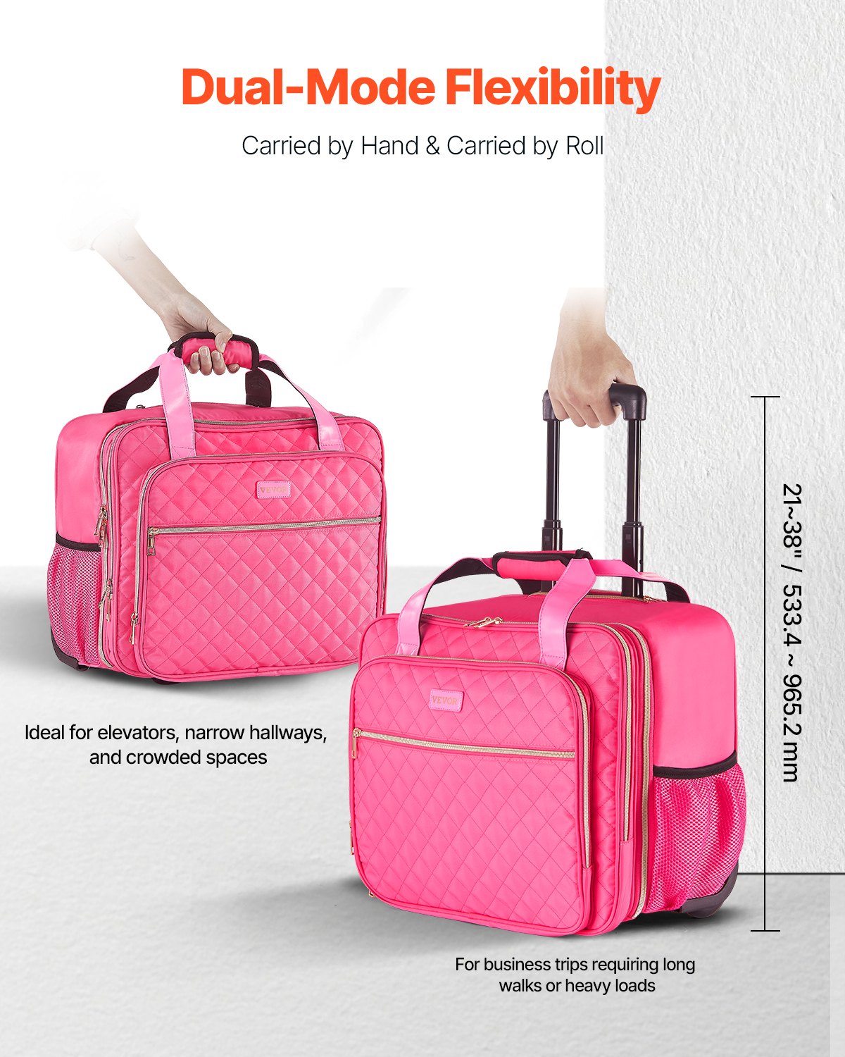 Rolling Laptop Bag Fits Up to 17.3" Wheeled Briefcase with Telescoping H&le Red