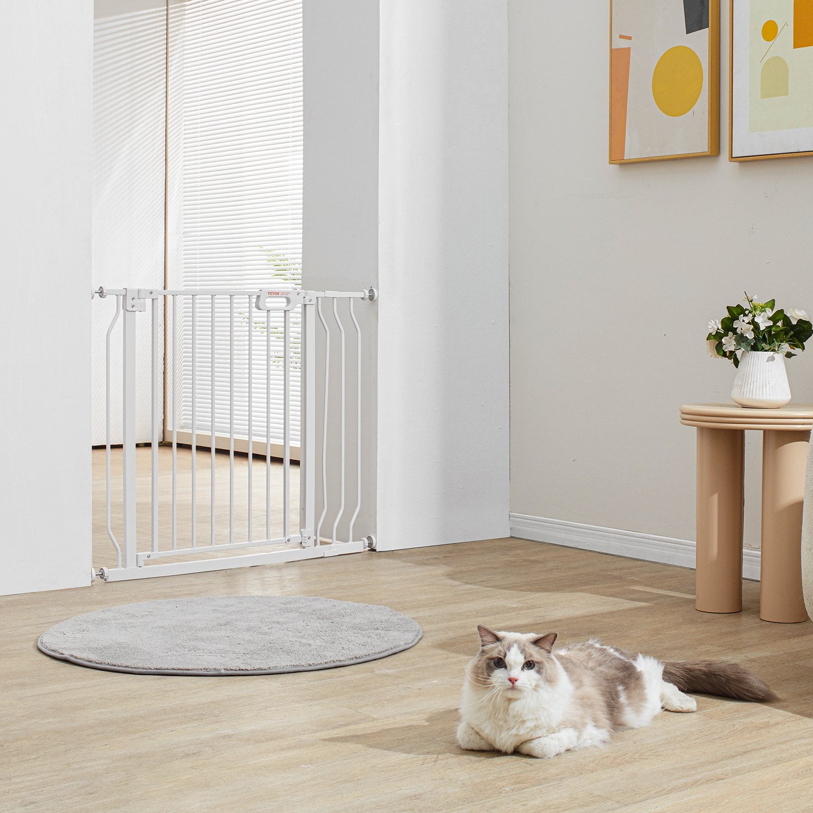 Baby Gate 749-990mm Extra Wide 762mm High Step-Through Auto Close Pressure Mount