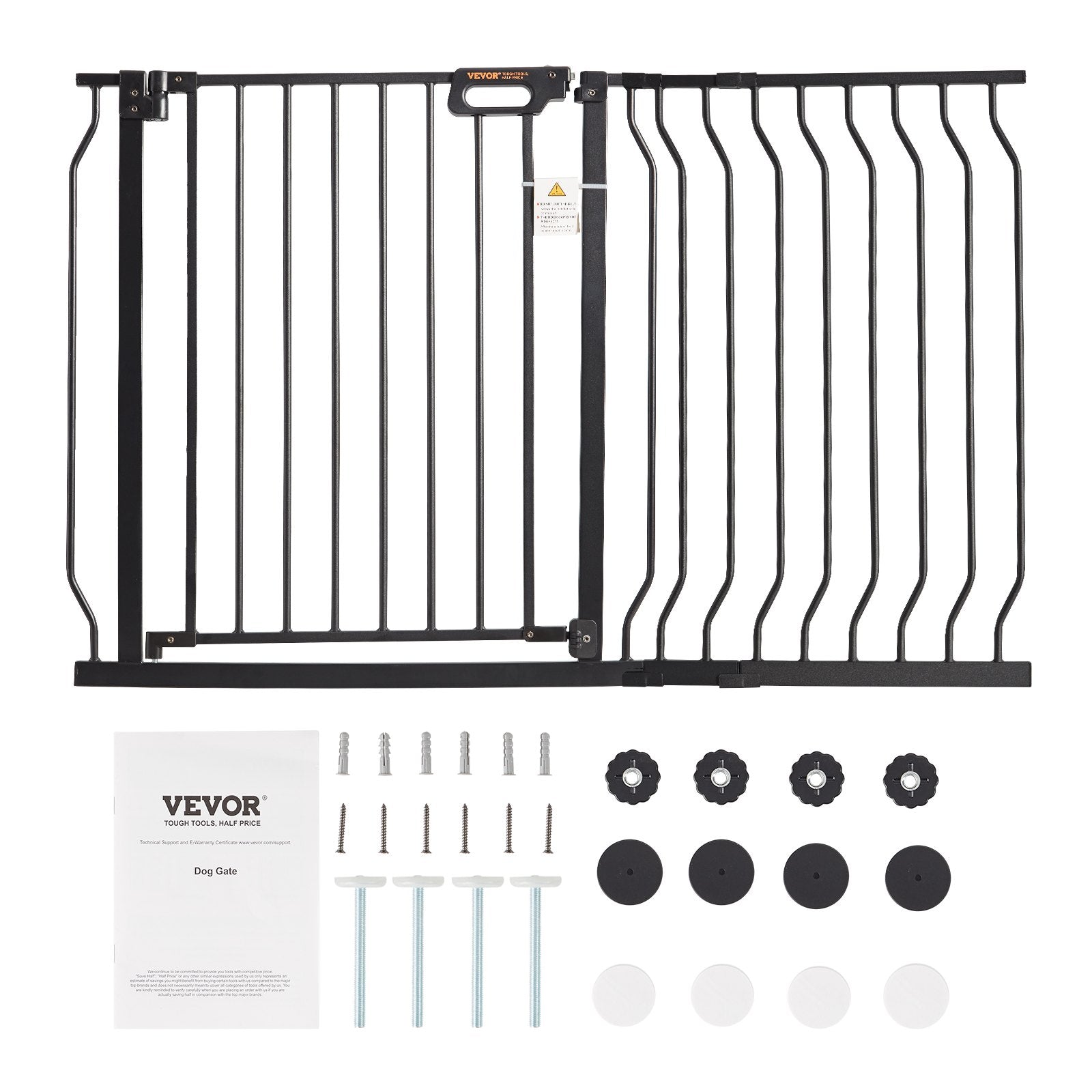 Baby Gate 749-1229mm Extra Wide 762mm High Step-Through Auto Close Black Wall Mt