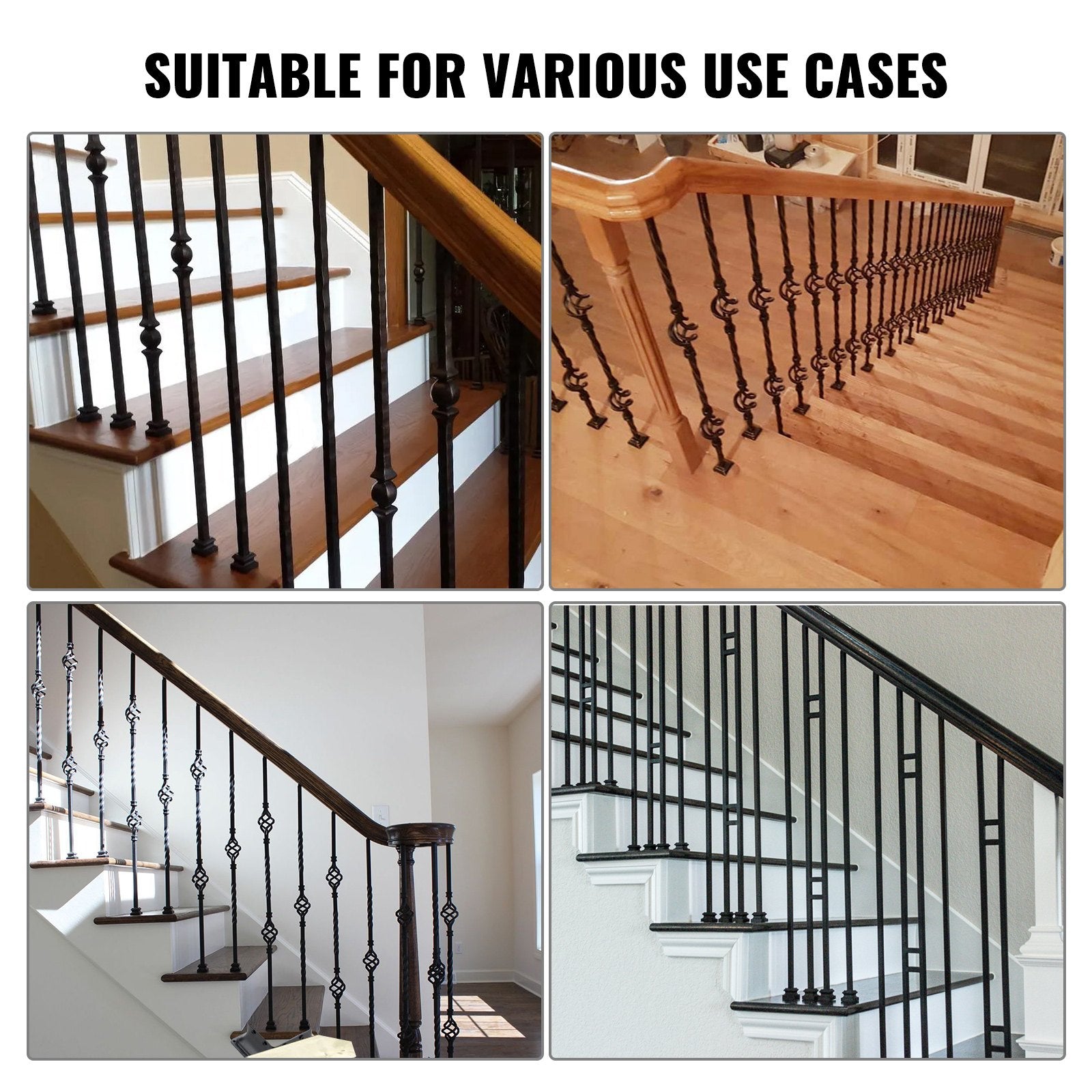 Aluminum Alloy Baluster Shoes Stair Flat Shoe with Screw Holes for 1/2" Square