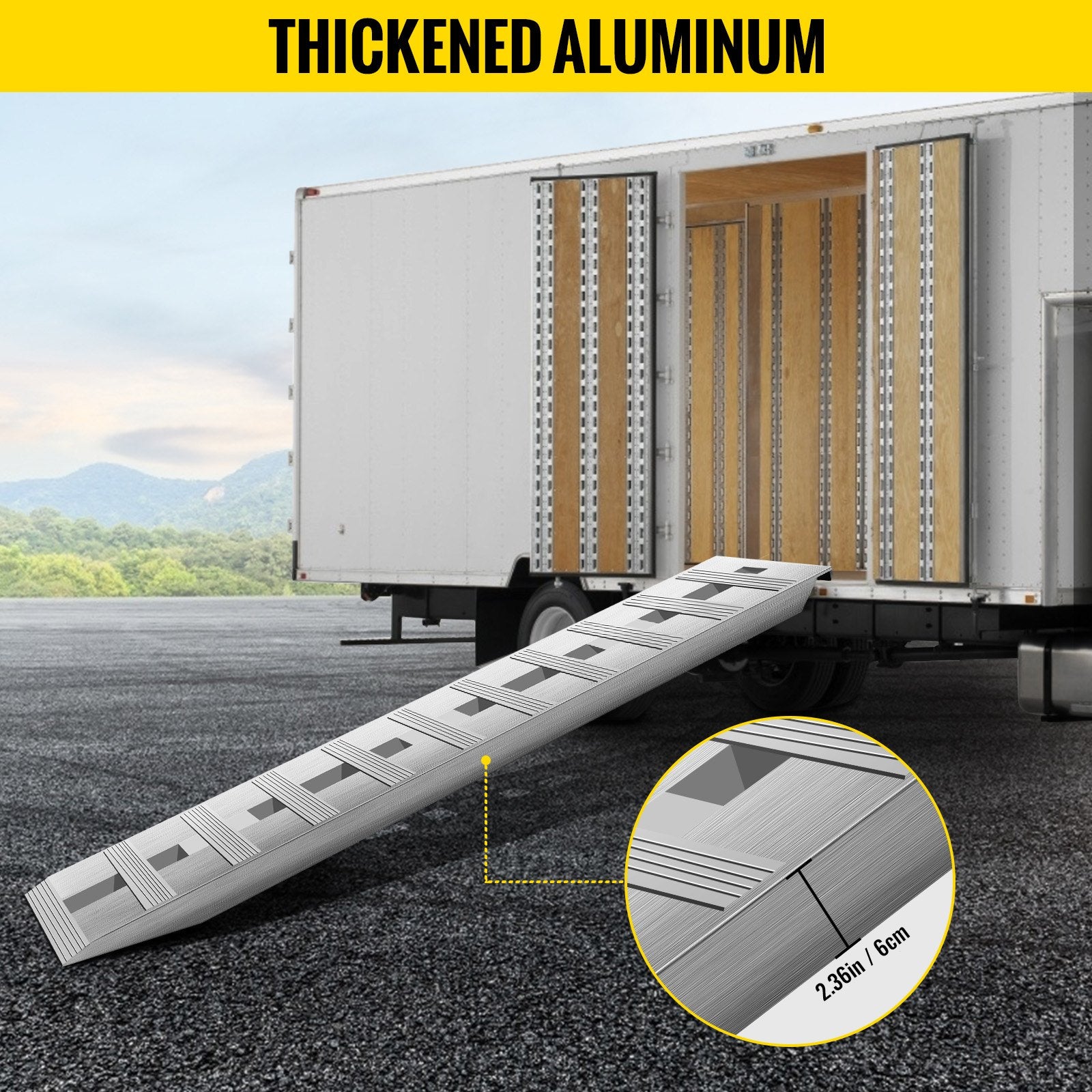 Aluminum Trailer Ramps 6000LBS Total, Beavertail Hook End, 1 Pair