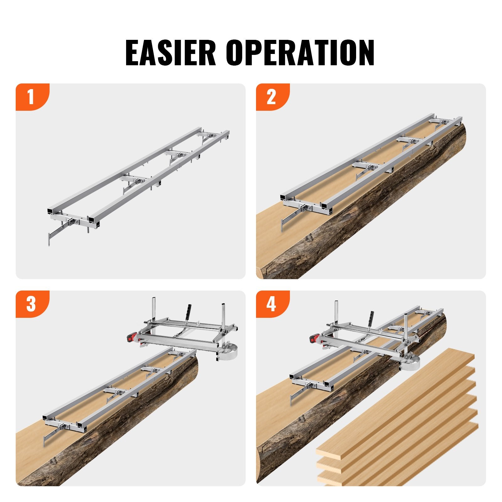 9 ft Chainsaw Mill Rail Guide System Aluminum Adjustable Milling Guide Kit