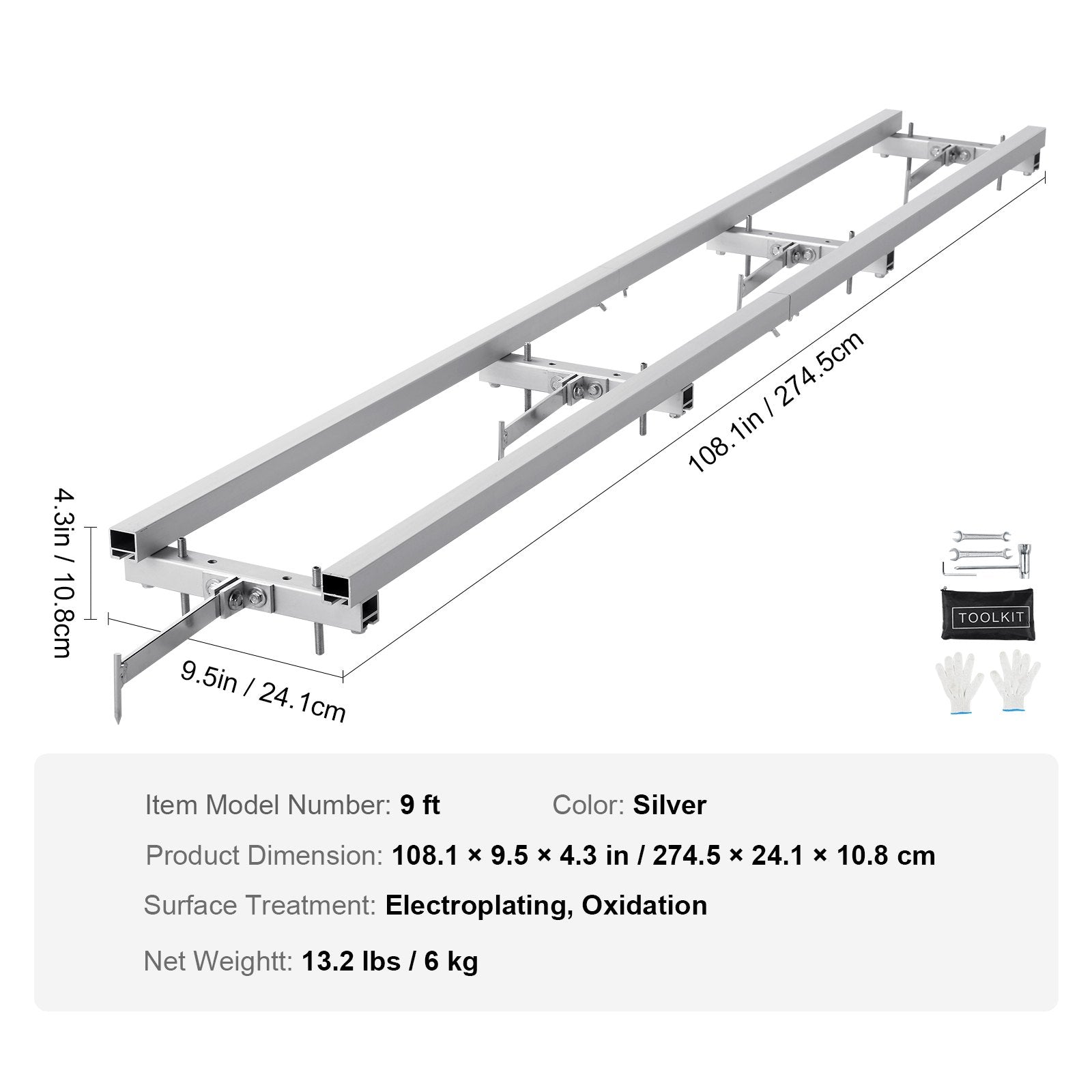9 ft Chainsaw Mill Rail Guide System Aluminum Adjustable Milling Guide Kit