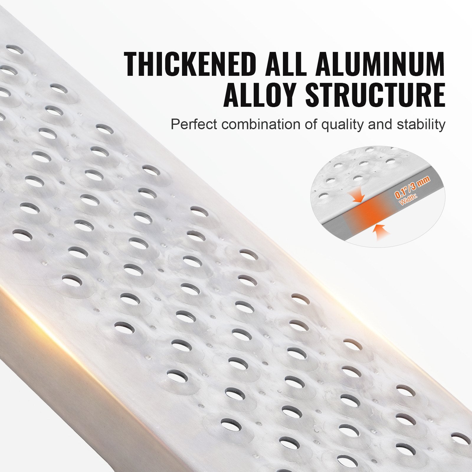 Loading Ramps Portable 2 Pcs 1200x215mm Aluminum Shed Ramp Anti-Slip Holes