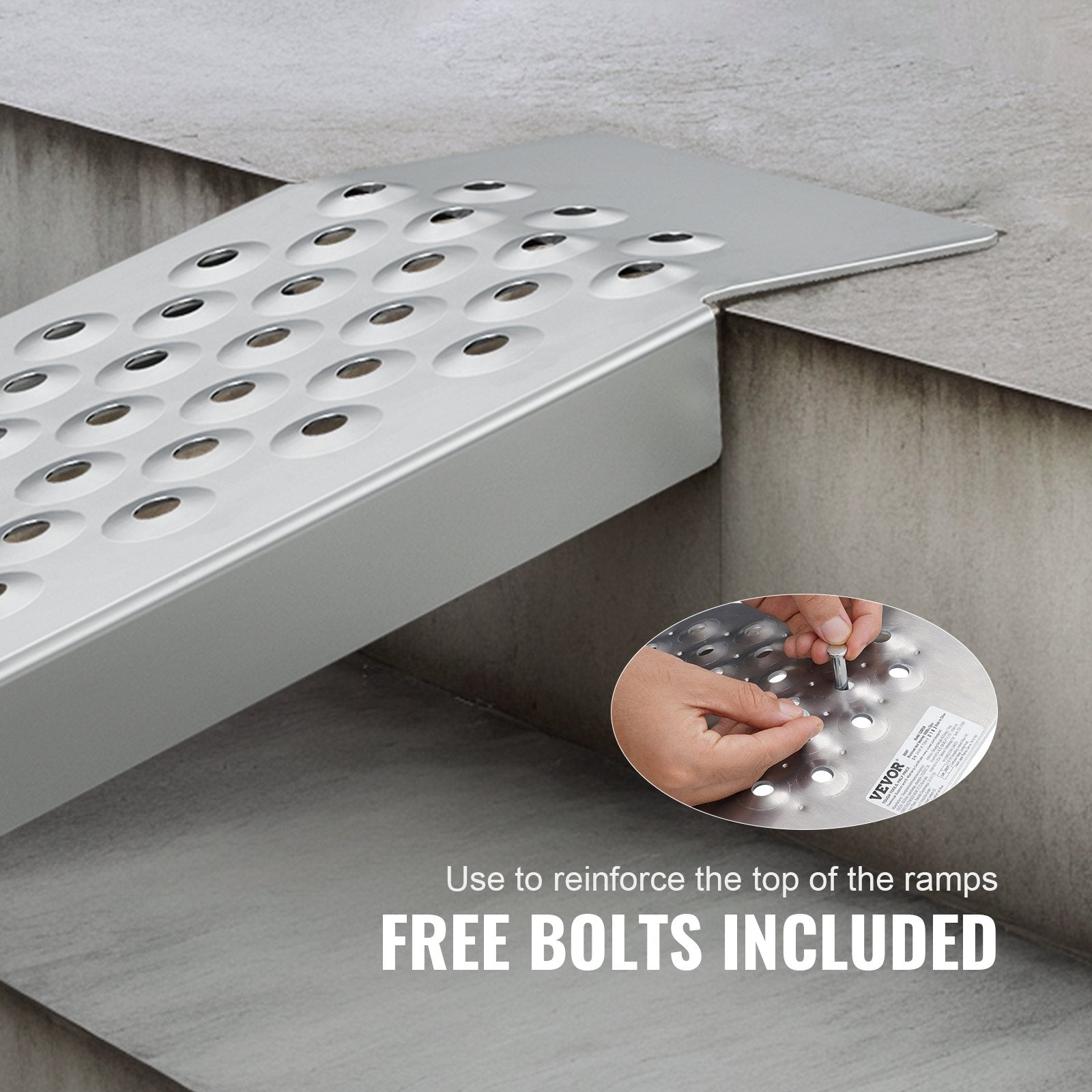 Loading Ramps Portable 2 Pcs 1200x215mm Aluminum Shed Ramp Anti-Slip Holes