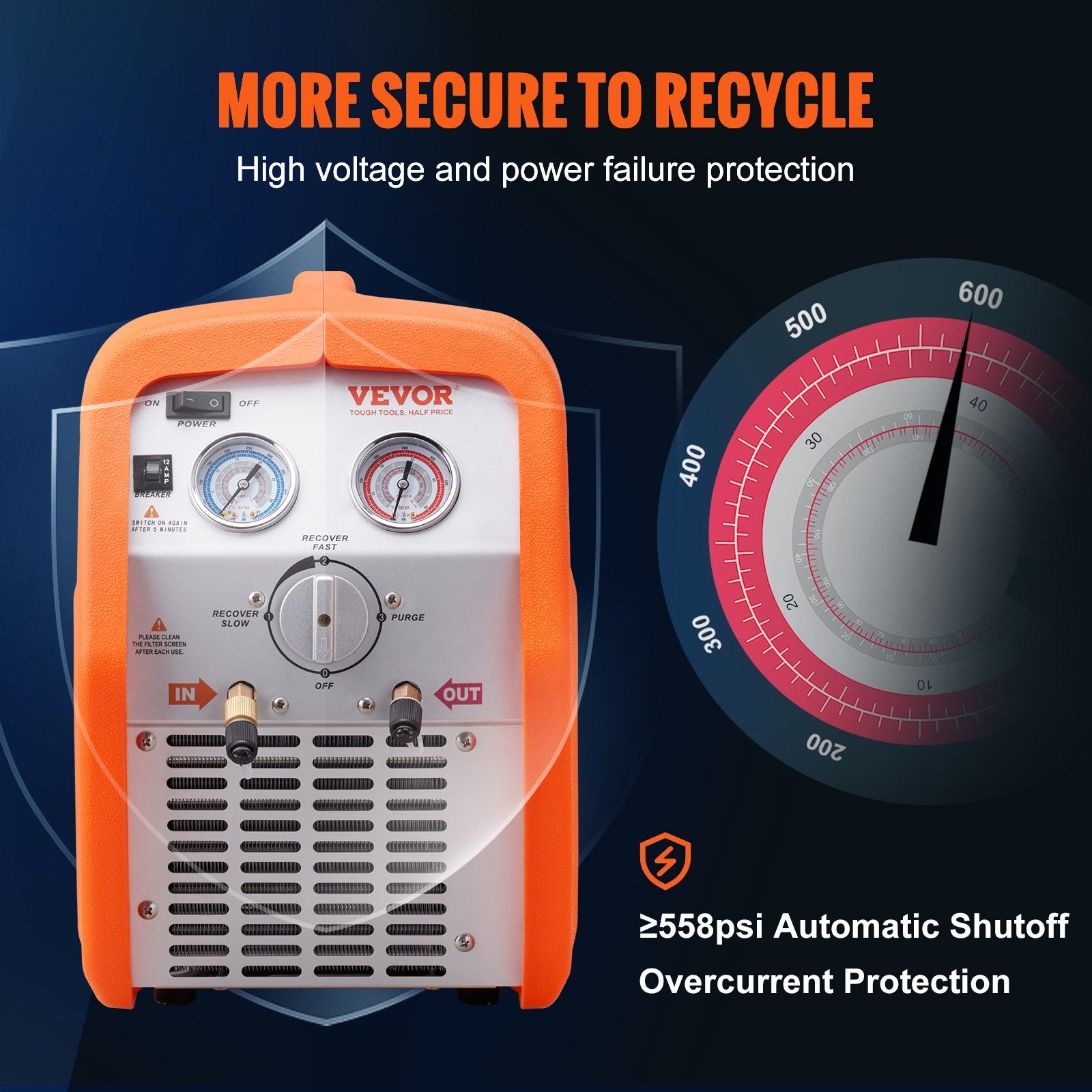 Refrigerant Recovery Machine 3/4HP 220V 50Hz Portable HVAC Car AC Vapor