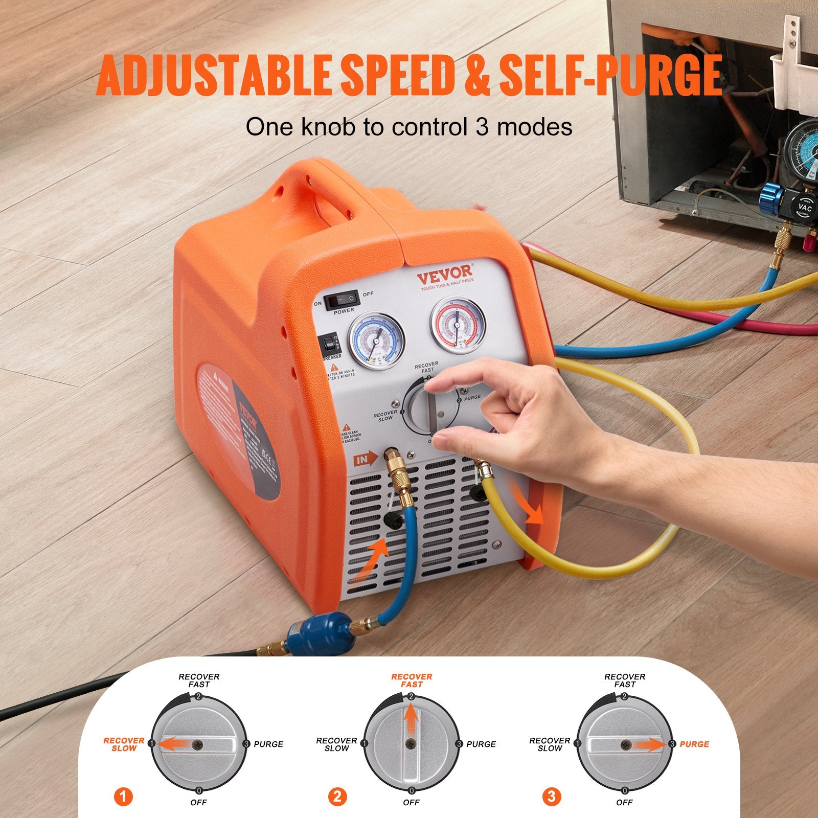 Refrigerant Recovery Machine 3/4HP 220V 50Hz Portable HVAC Car AC Vapor
