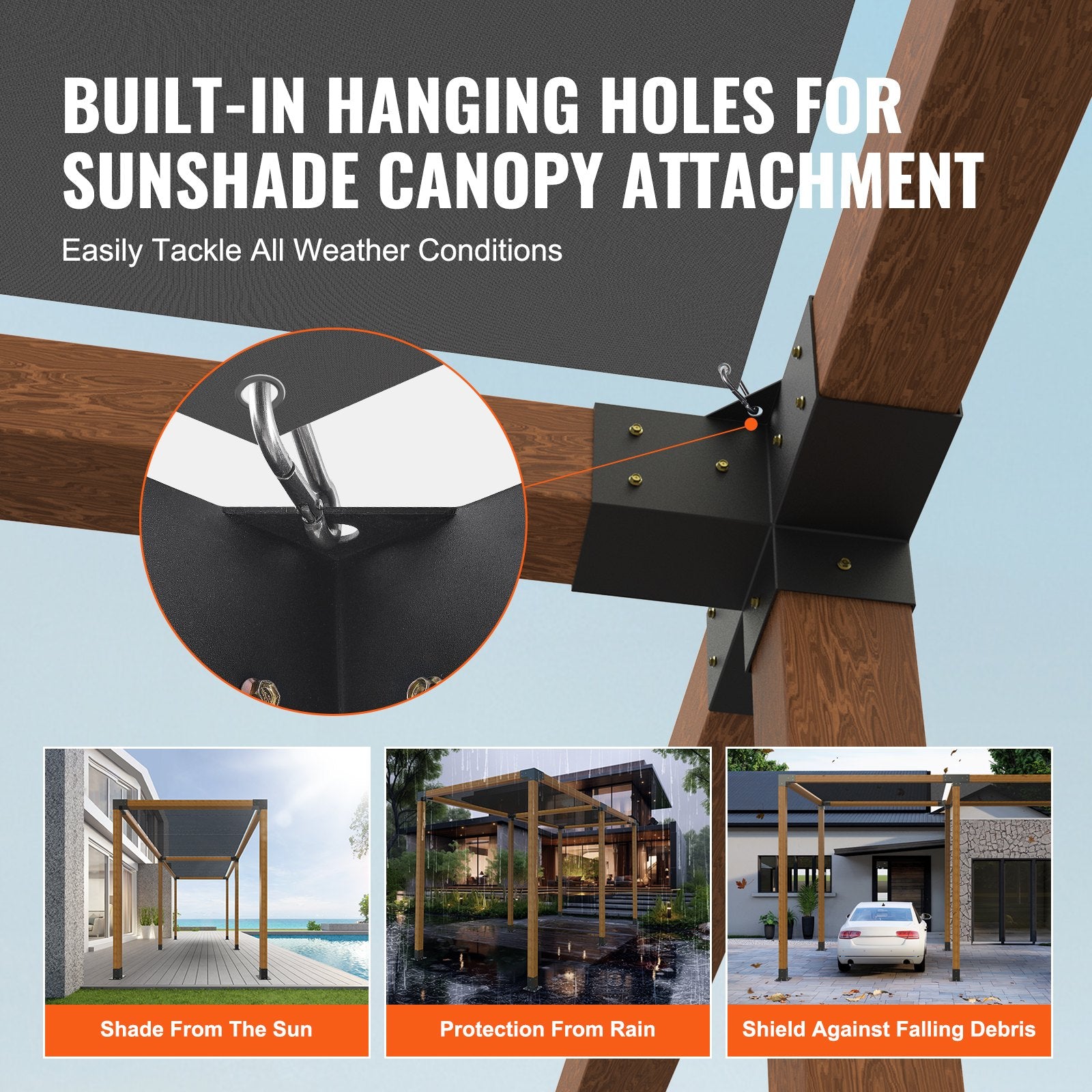 Pergola Bracket Kit 4x4 (3.6x3.6) 2pcs 4-Way Heavy Duty Corner Post Base