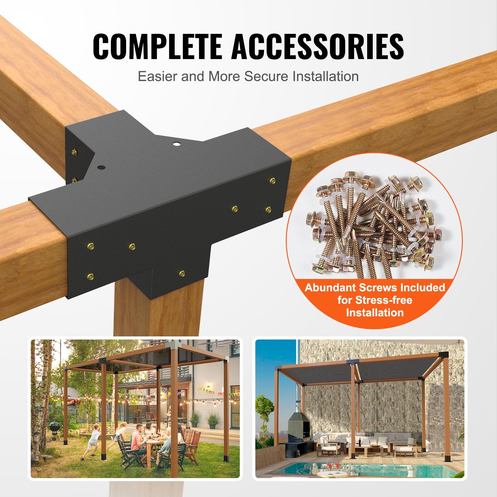 Pergola Bracket Kit 4x4 (3.6x3.6) 2pcs 4-Way Heavy Duty Corner Post Base
