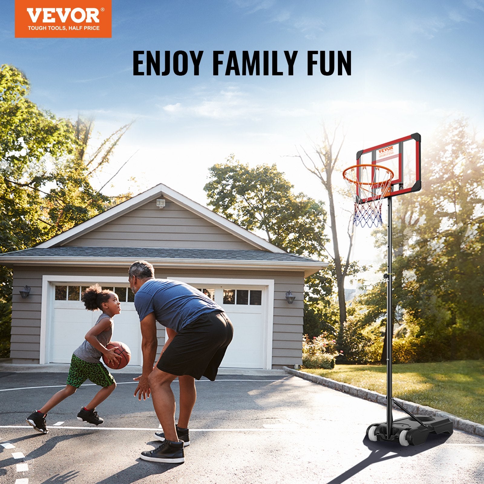 Basketball Hoop 28in Adjustable 5-7ft Portable Backboard System with Wheels Base
