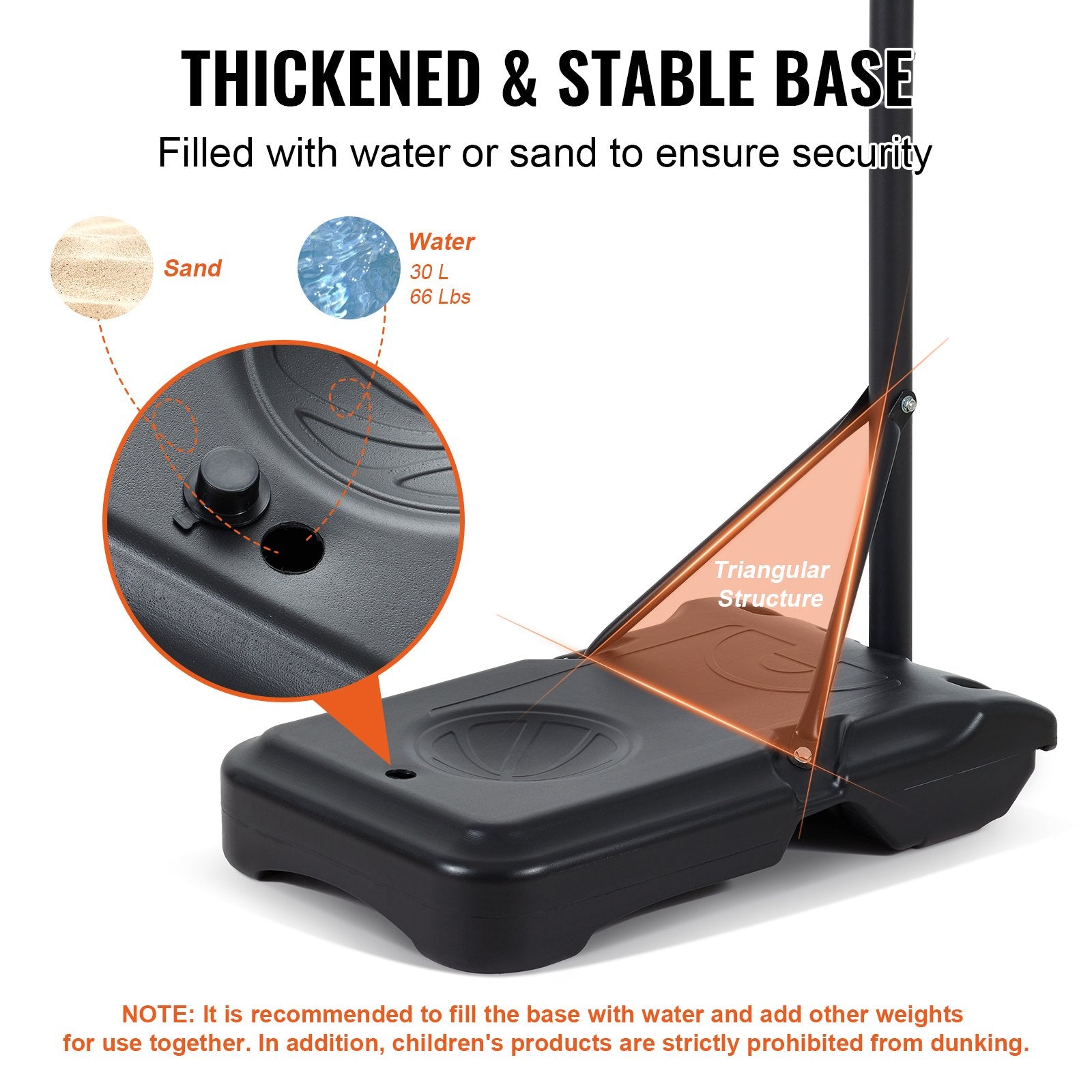 Basketball Hoop 32" Adjustable 5-7ft Portable Backboard System with Wheels &Base