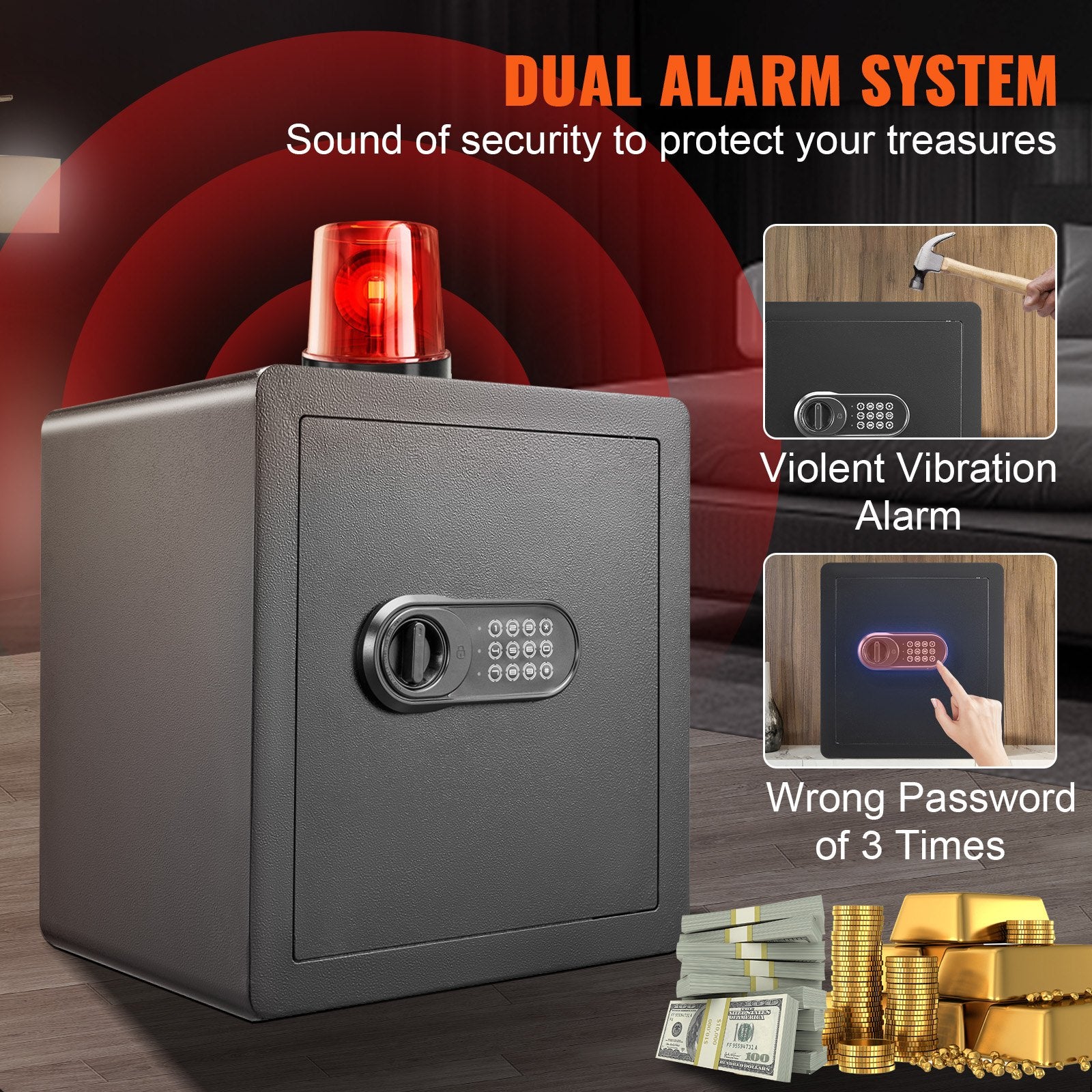 1.8 Cu Ft Steel Home Safe with Digital Keypad, 2 Keys & Fireproof Bag