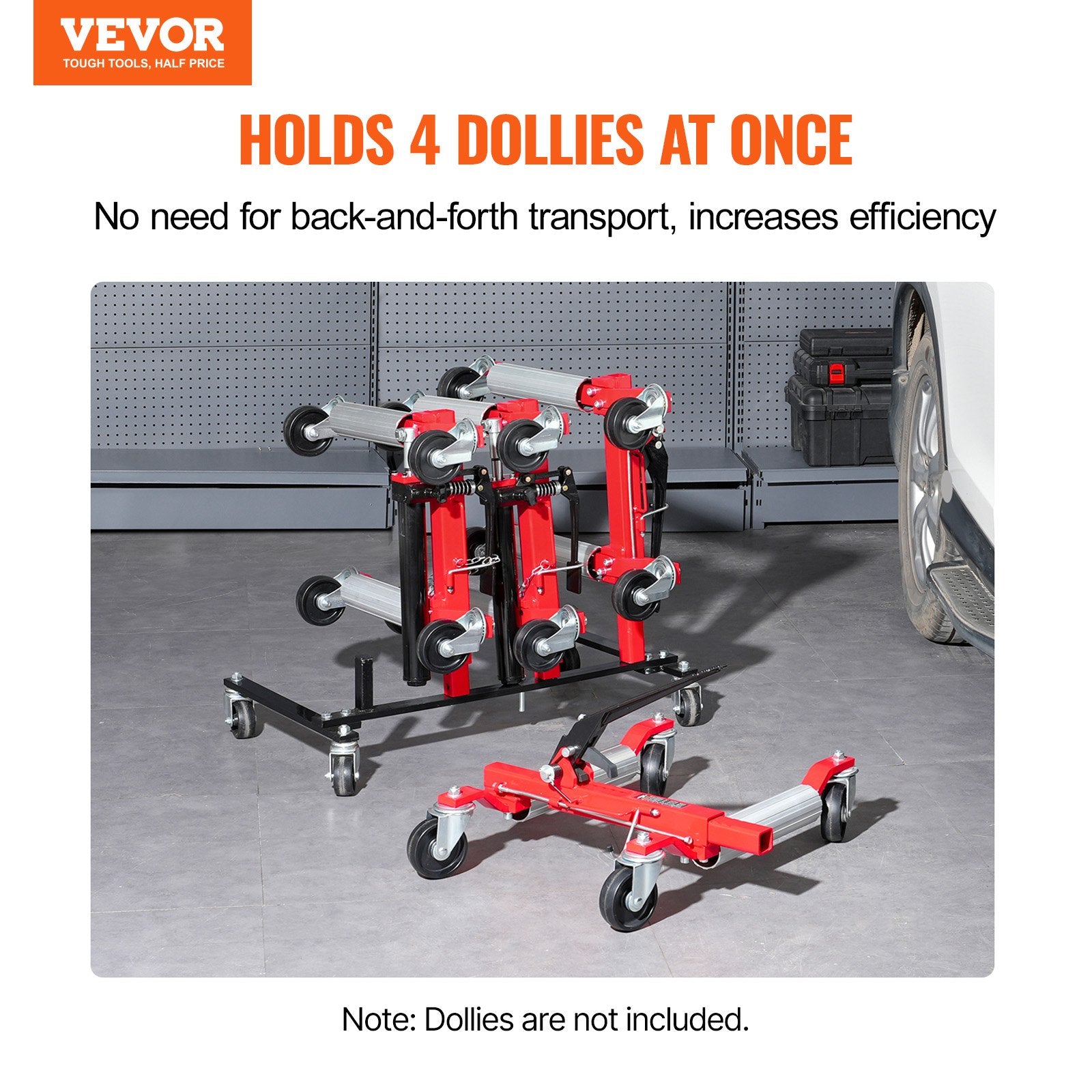 Car Dolly Rack Storage 360 Wheels Hydraulic Ratchet Jack Stand 4-Dolly Holder
