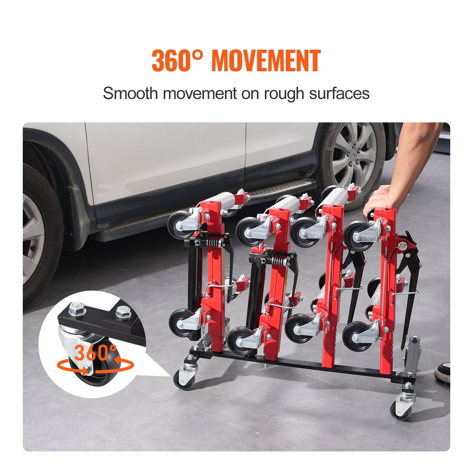 Car Dolly Rack Storage 360 Wheels Hydraulic Ratchet Jack Stand 4-Dolly Holder