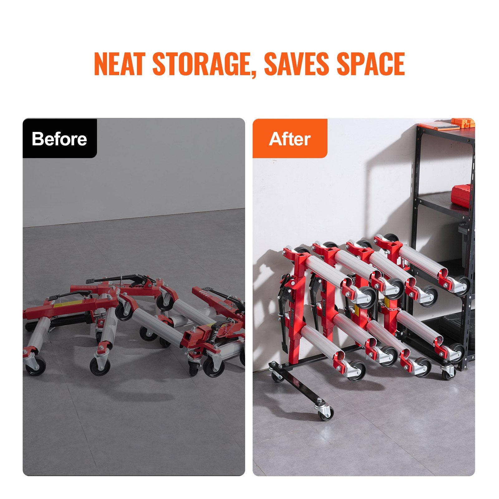 Car Dolly Rack Storage 360 Wheels Hydraulic Ratchet Jack Stand 4-Dolly Holder