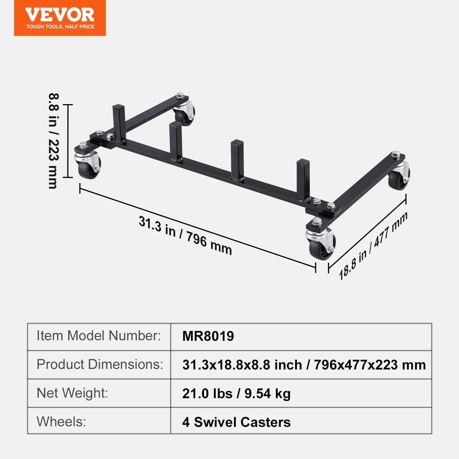 Car Dolly Rack Storage 360 Wheels Hydraulic Ratchet Jack Stand 4-Dolly Holder
