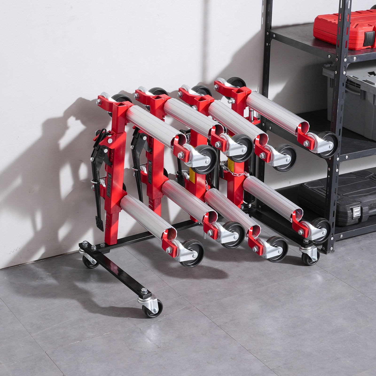 Car Dolly Rack Storage 360 Wheels Hydraulic Ratchet Jack Stand 4-Dolly Holder