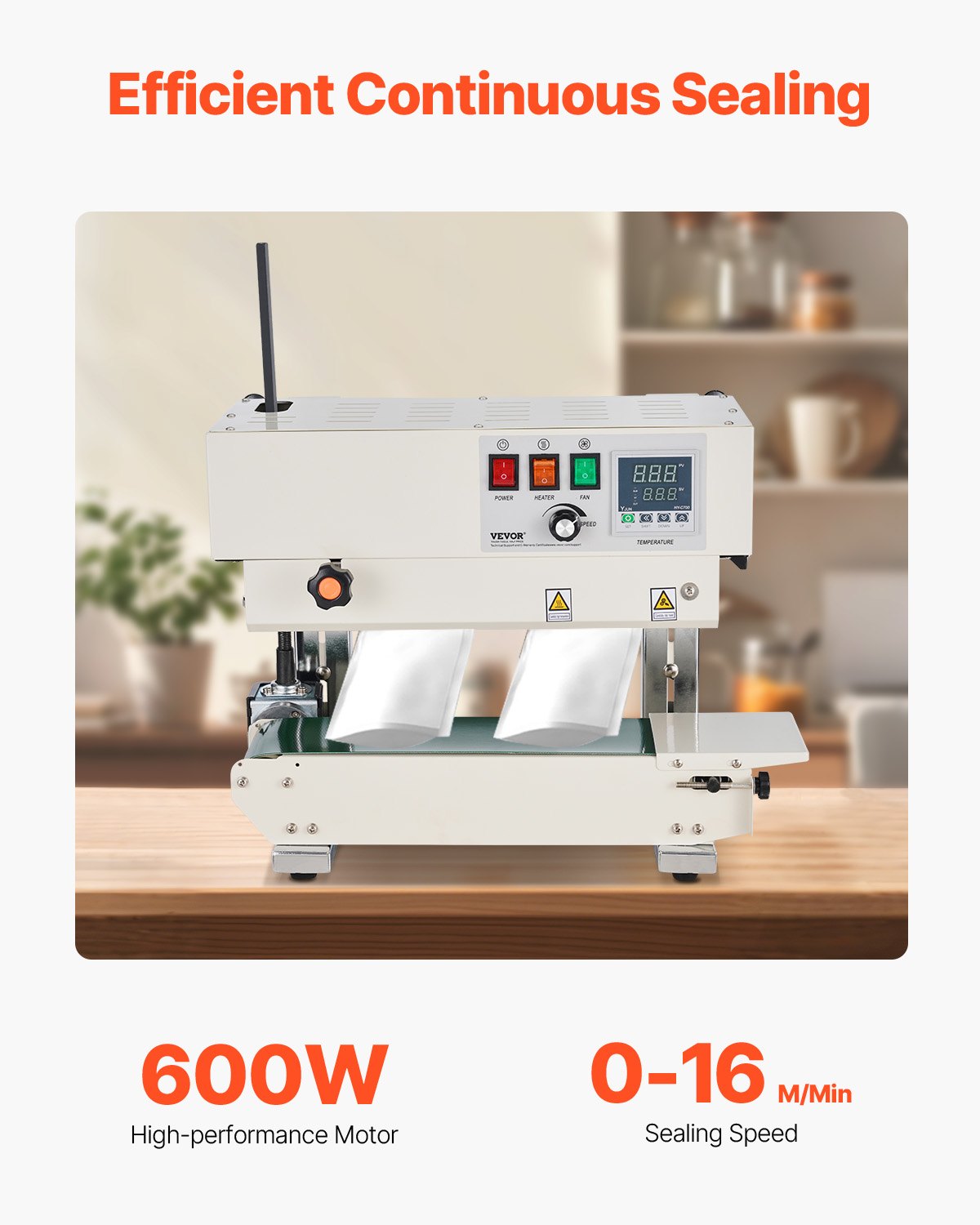 Continuous Bag Band Sealing Machine 6-12mm Digital Temp Control Carbon Steel