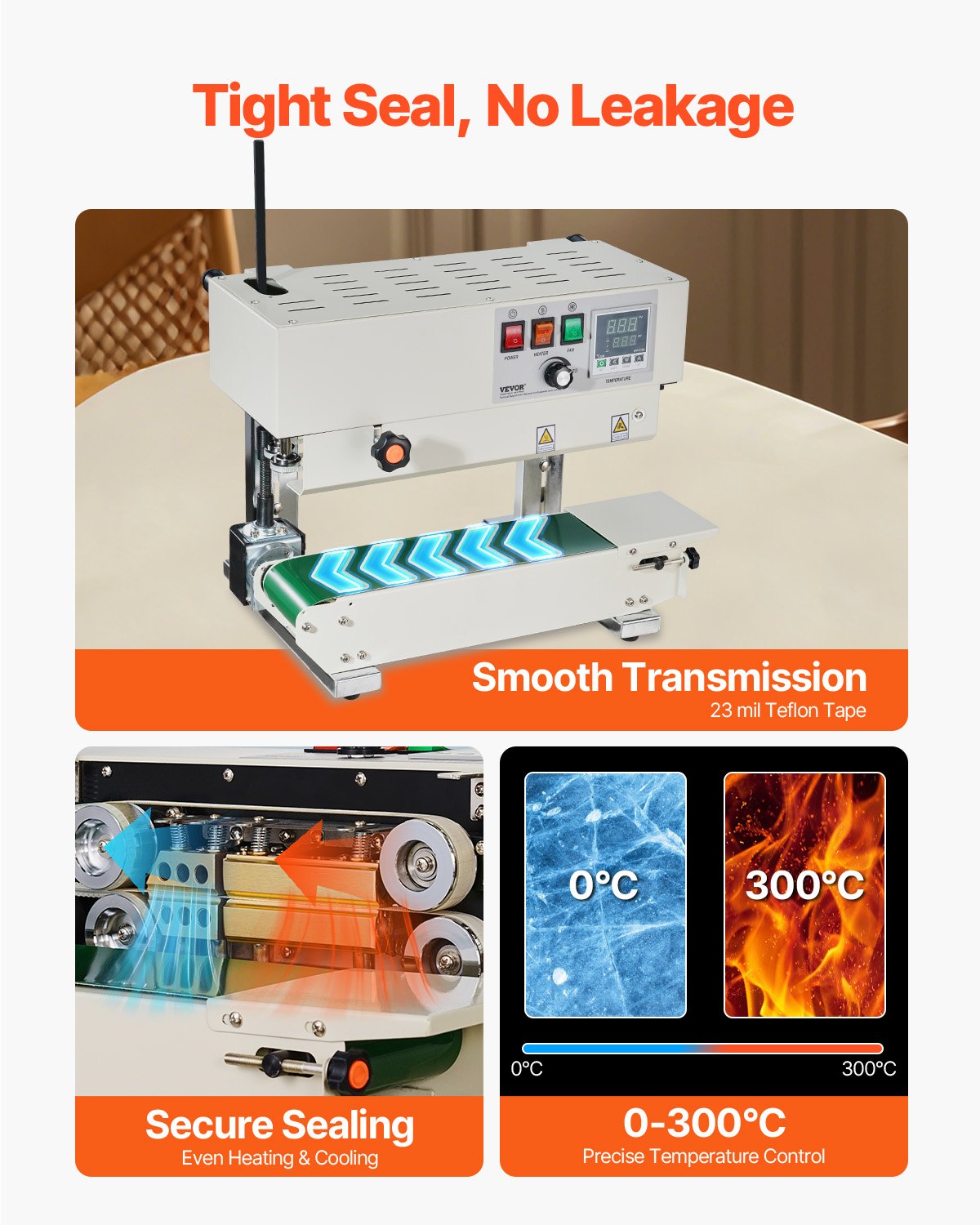 Continuous Bag Band Sealing Machine 6-12mm Digital Temp Control Carbon Steel