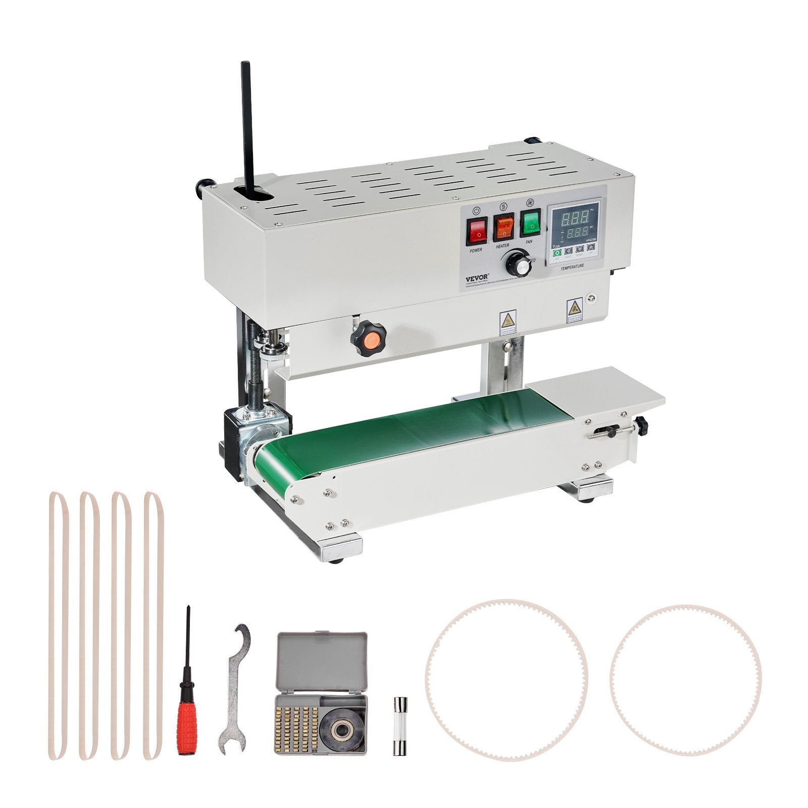 Continuous Bag Band Sealing Machine 6-12mm Digital Temp Control Carbon Steel