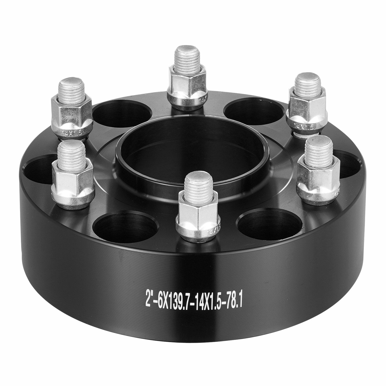 Wheel Spacers 2in 6x5.5in 6-Lug Hubcentric M14x1.5 Studs 4PCS Black
