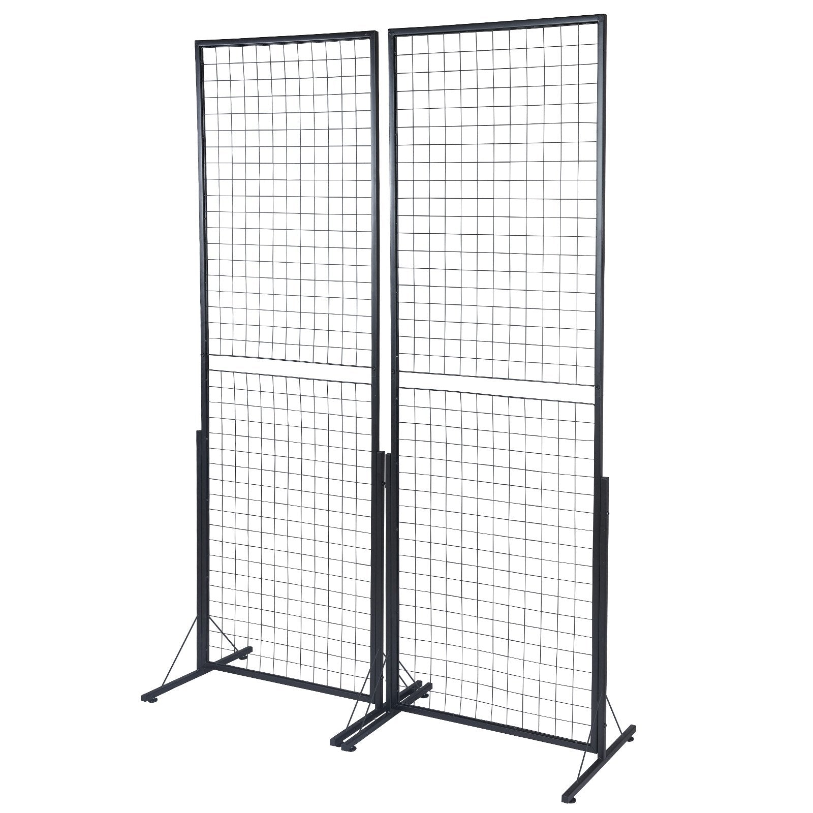Grid Wall Panels Tower 2x5.6ft 2-Pack Double-Side Display Racks with Clips Hooks
