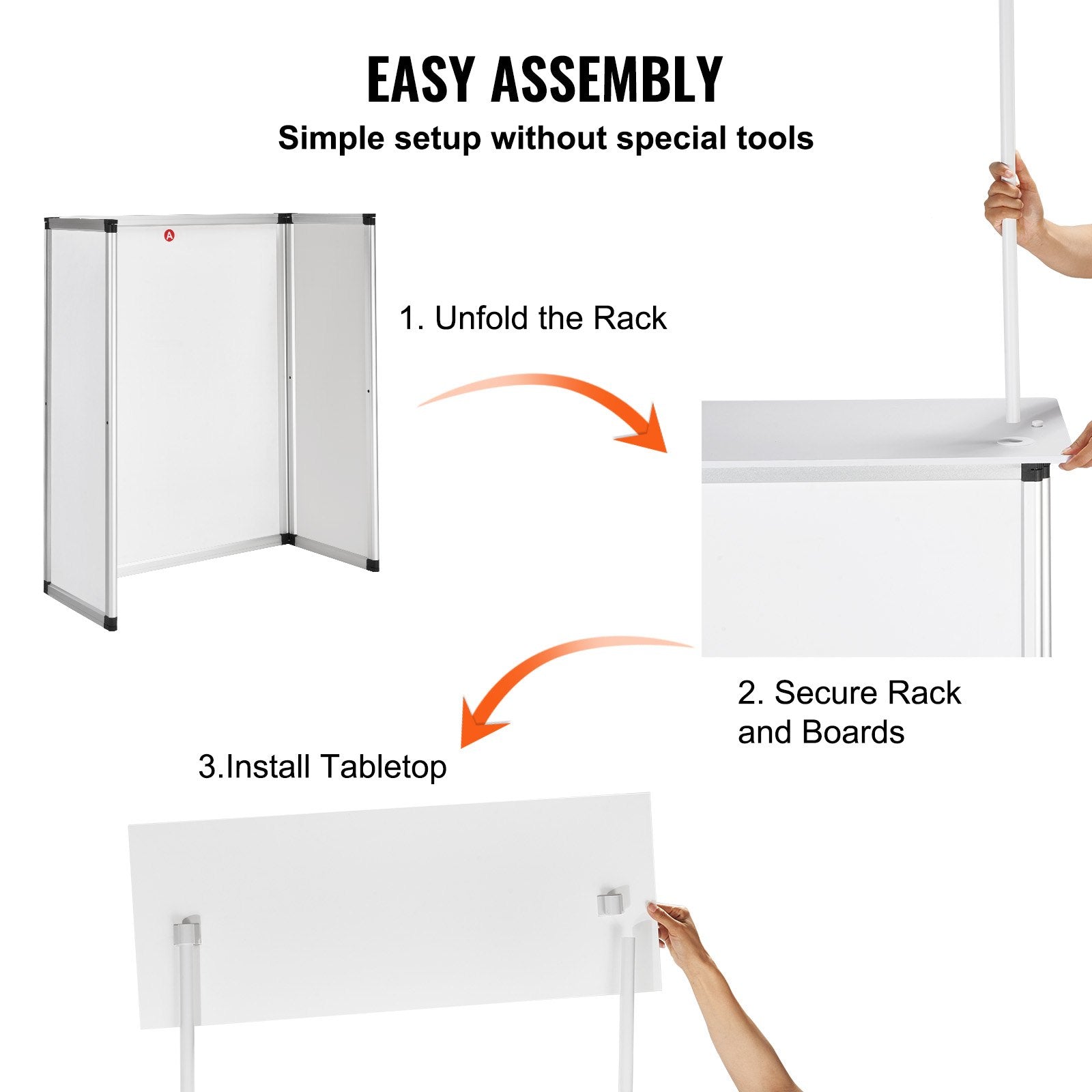 Portable Tradeshow Podium Table Foldable Exhibition Counter with Storage White