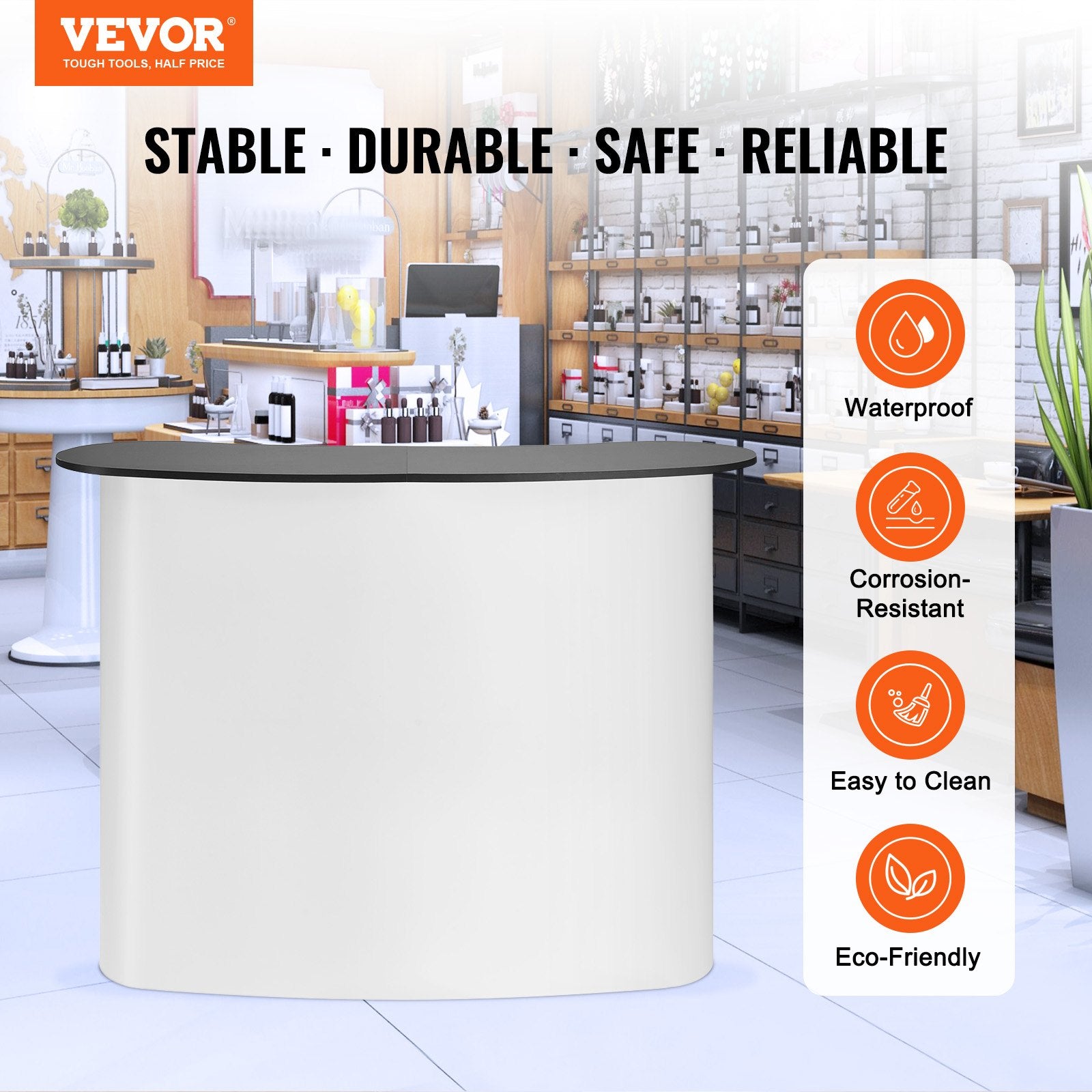 Portable Tradeshow Podium Table Foldable Exhibition Counter with Storage Black