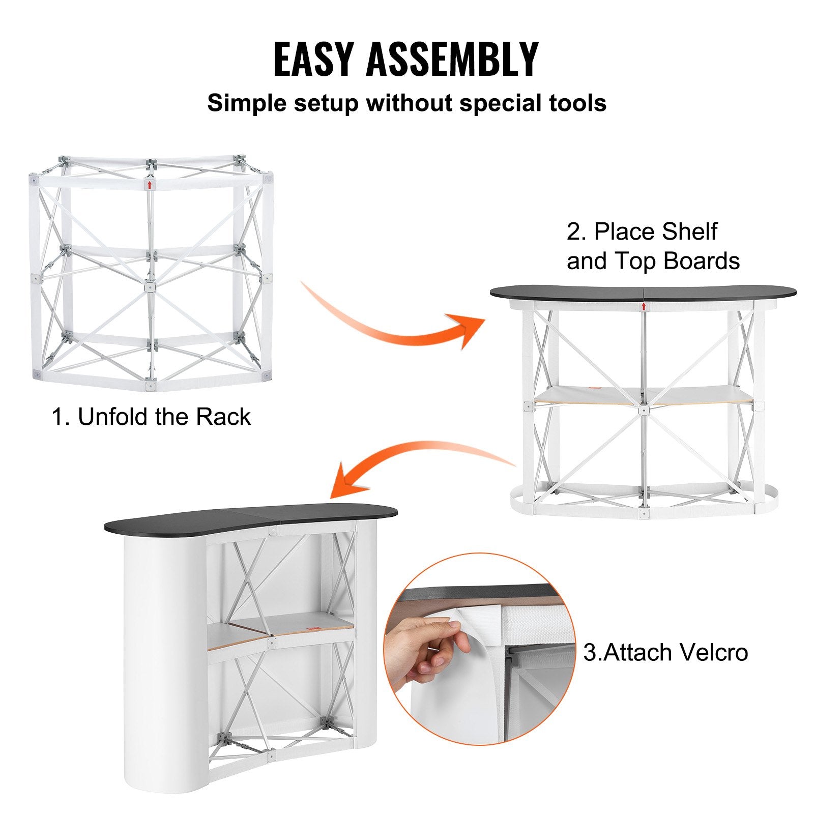 Portable Tradeshow Podium Table Foldable Exhibition Counter with Storage Black