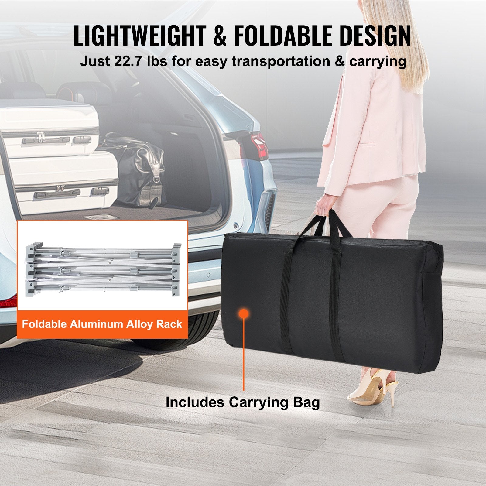 Portable Tradeshow Podium Table Foldable Exhibition Counter with Storage Black